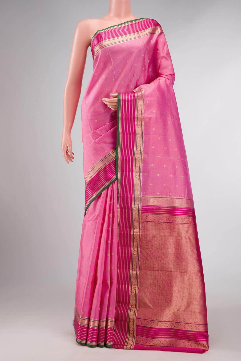 Pink Dual Tone Kanchipuram Silk Saree