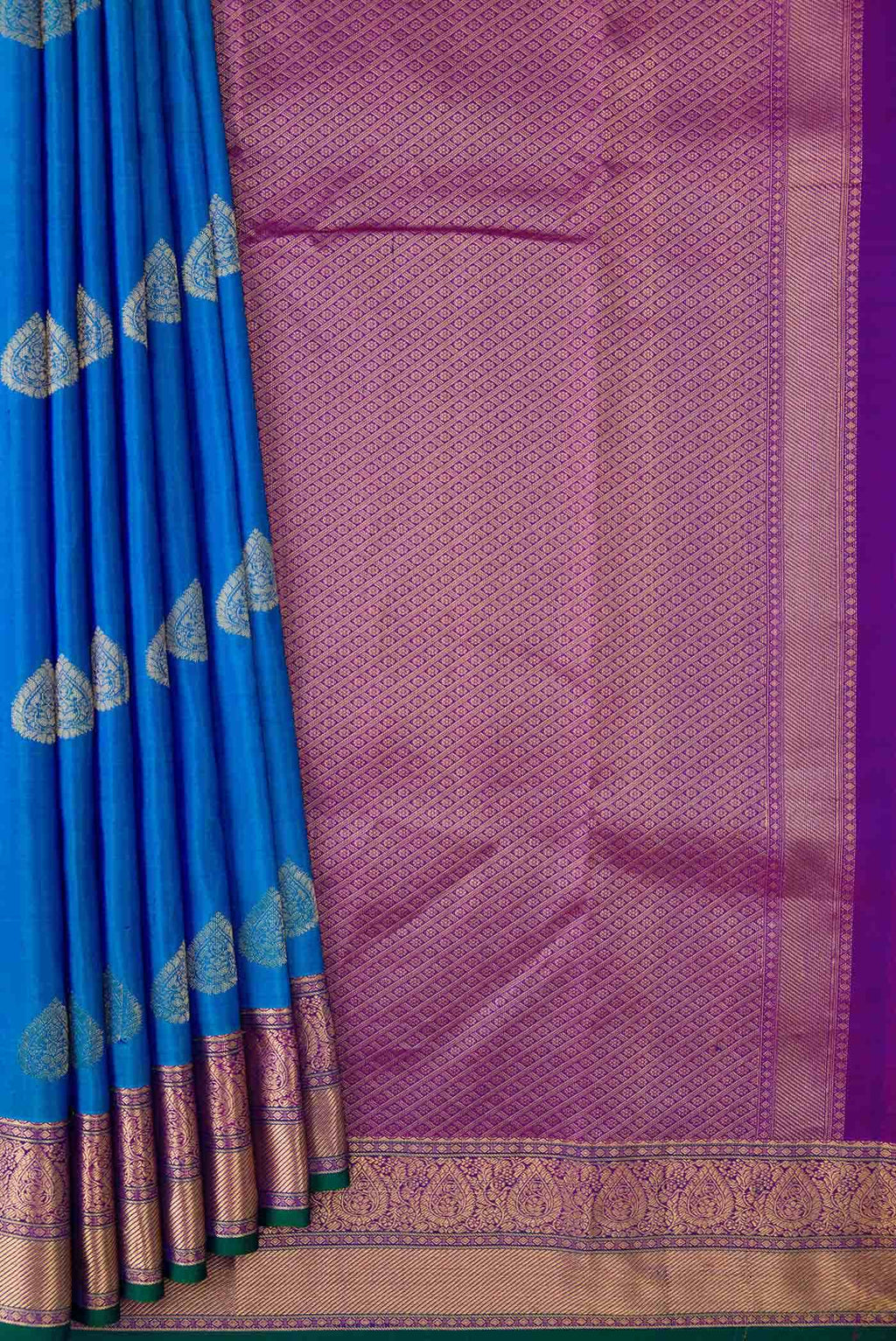 Peacock Blue Dual Tone Kanchipuram Silk Saree