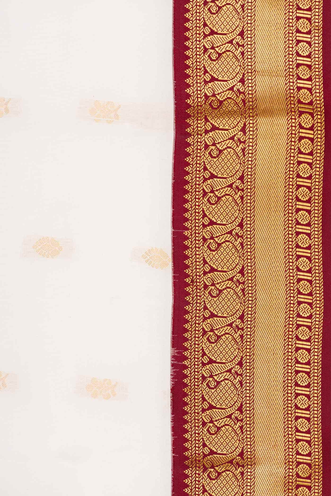White Dual Tone Kanchipuram Silk Saree