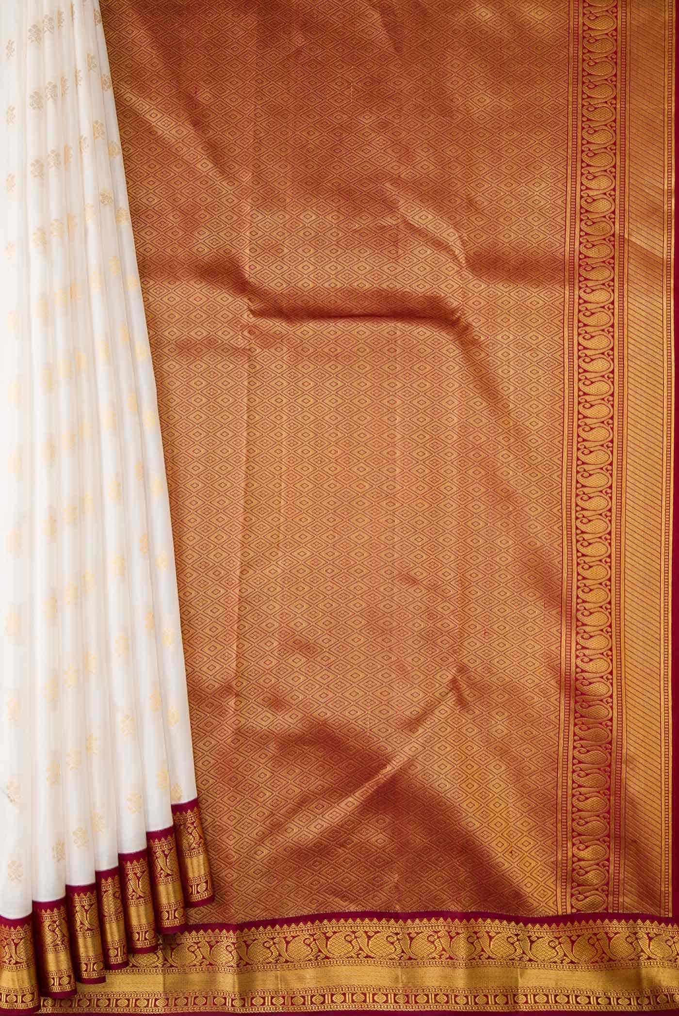 White Dual Tone Kanchipuram Silk Saree