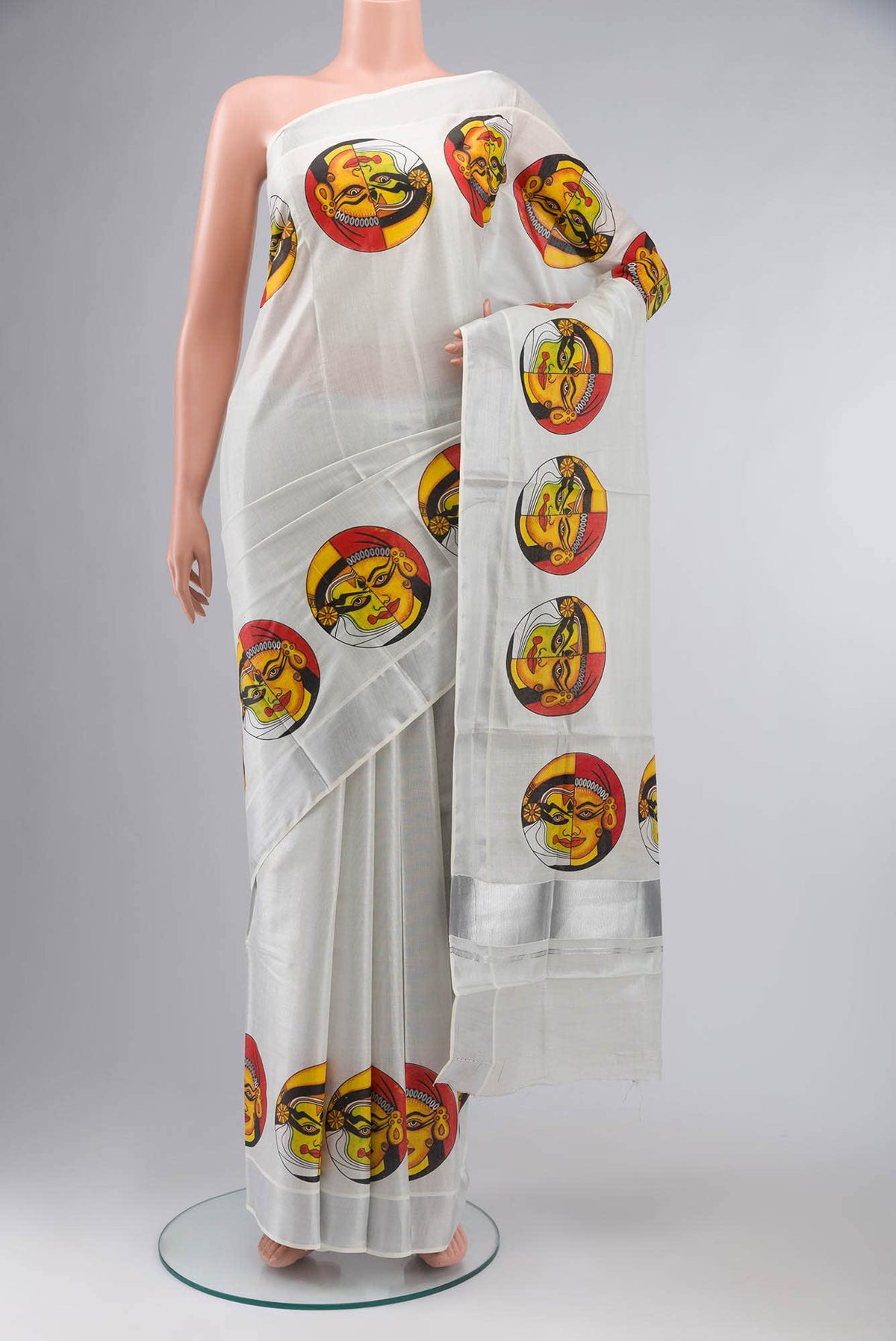 Silver Kerala Cotton Saree