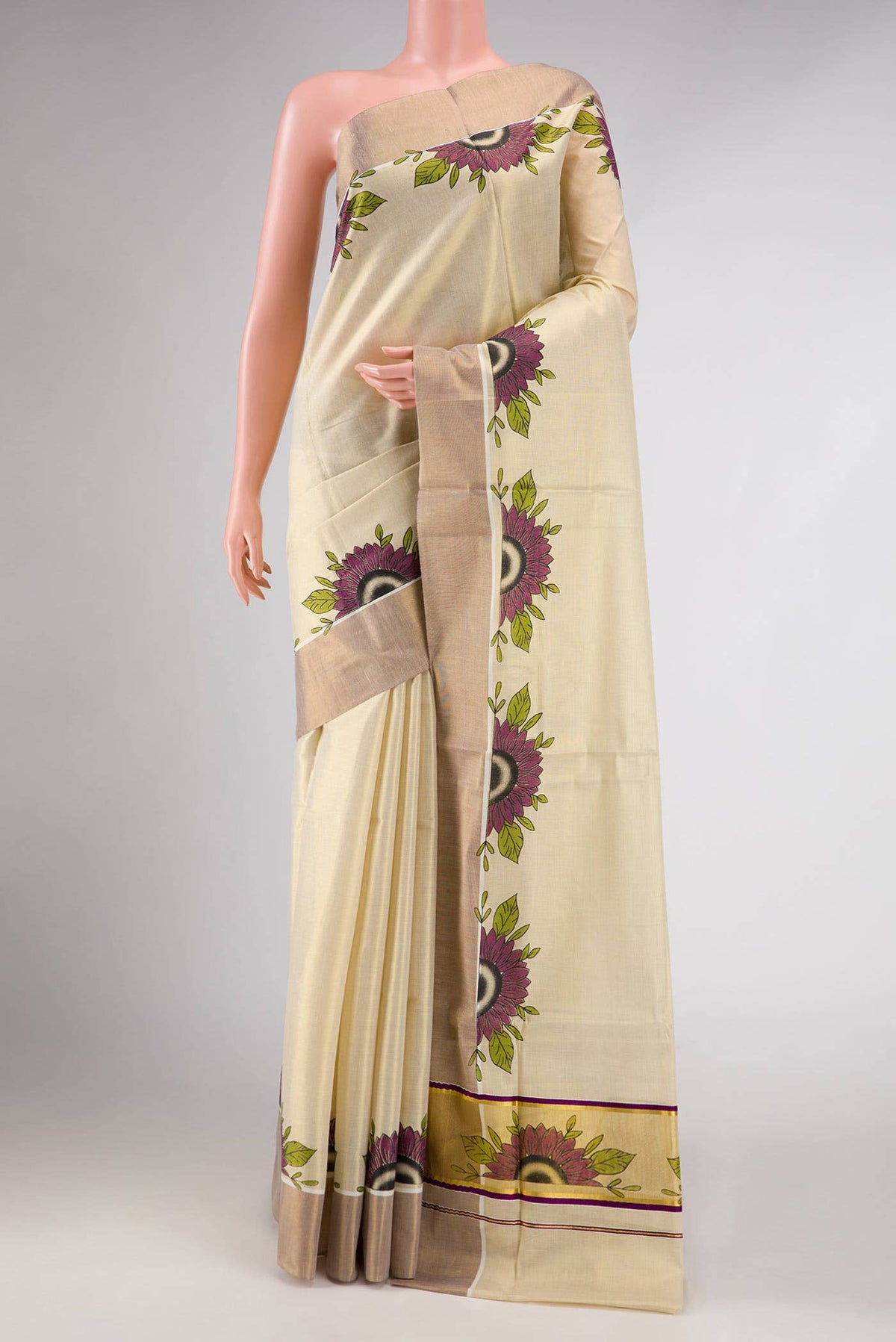 Gold Kerala Cotton Saree