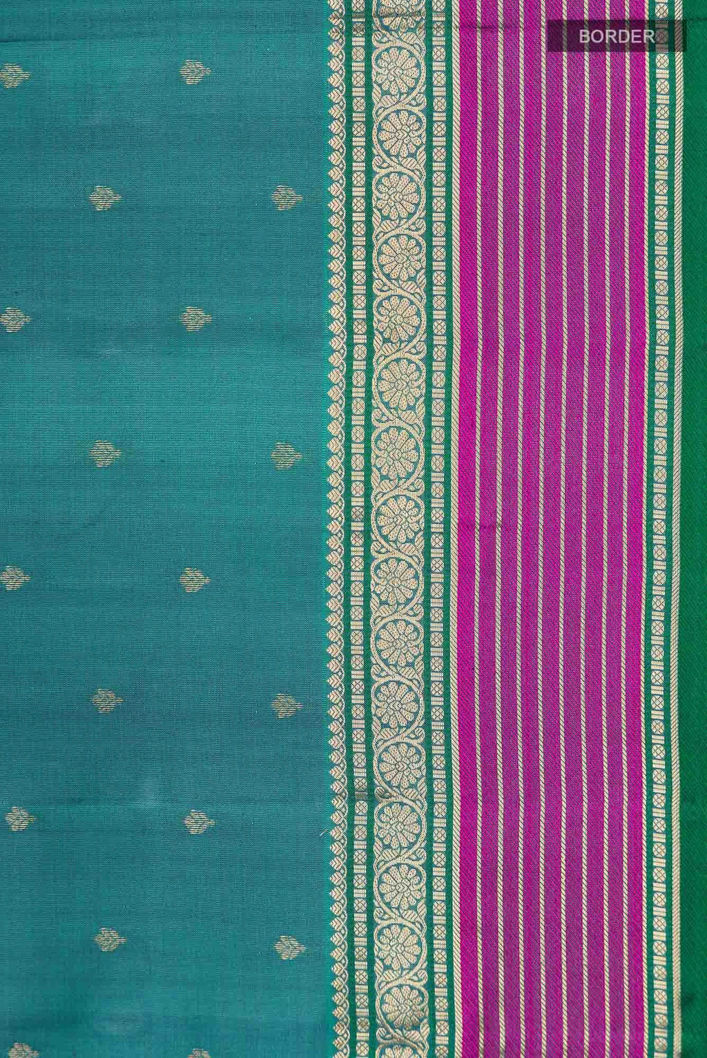 Blue with Green Dual Tone Kanchipuram Silk Saree