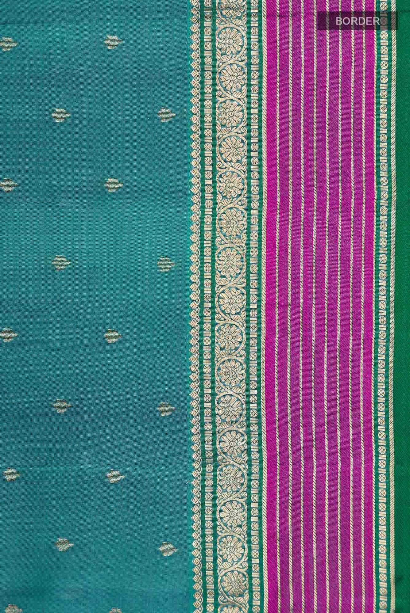 Blue with Green Dual Tone Kanchipuram Silk Saree