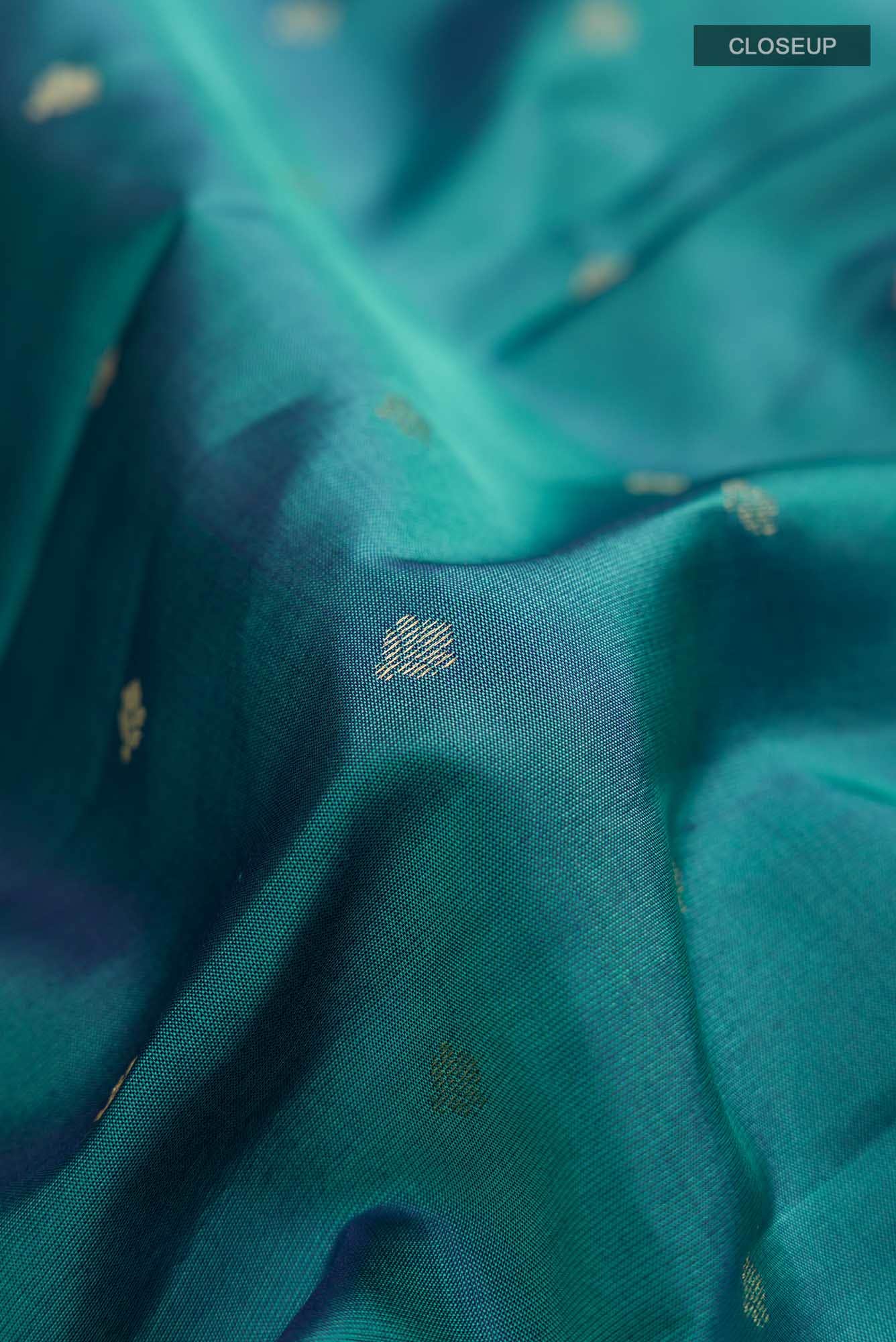 Blue with Green Dual Tone Kanchipuram Silk Saree