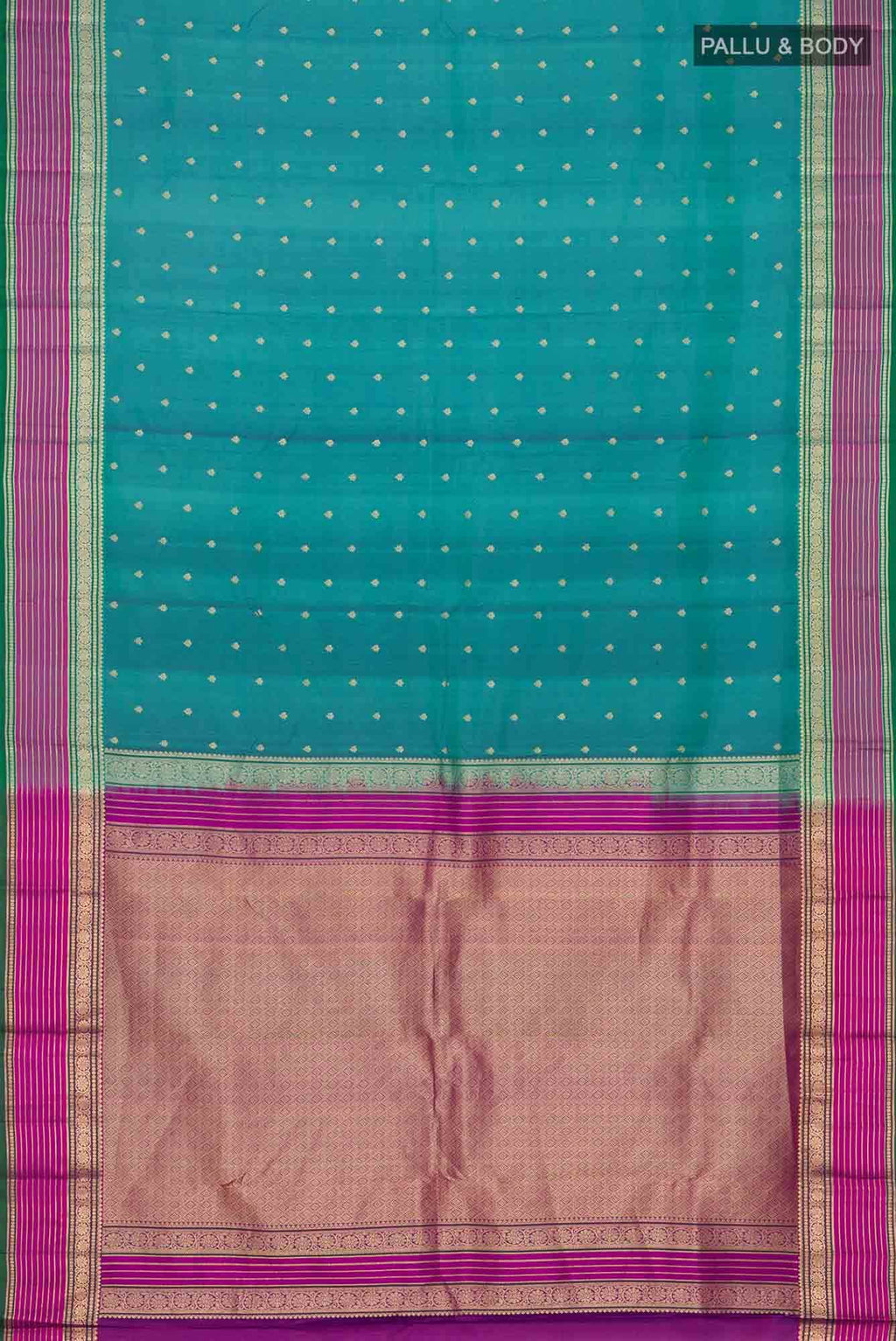 Blue with Green Dual Tone Kanchipuram Silk Saree