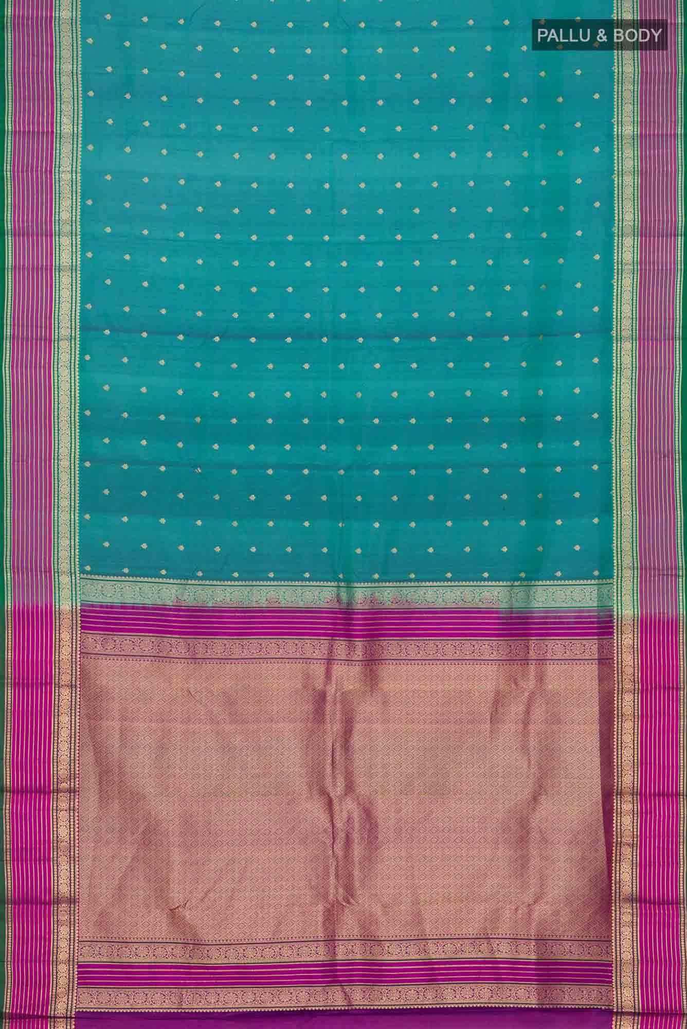 Blue with Green Dual Tone Kanchipuram Silk Saree