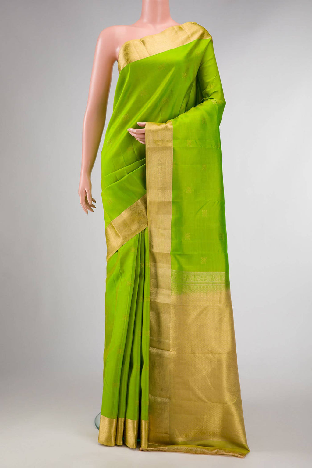 Parrot Green Dual Tone Kanchipuram Silk Saree