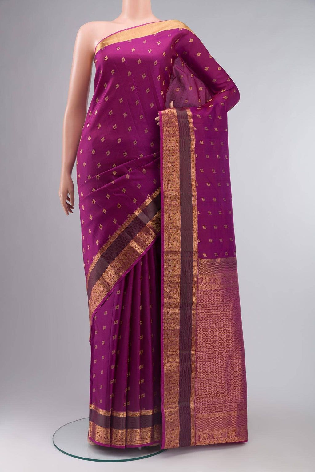Magenta Tussar Silk Saree