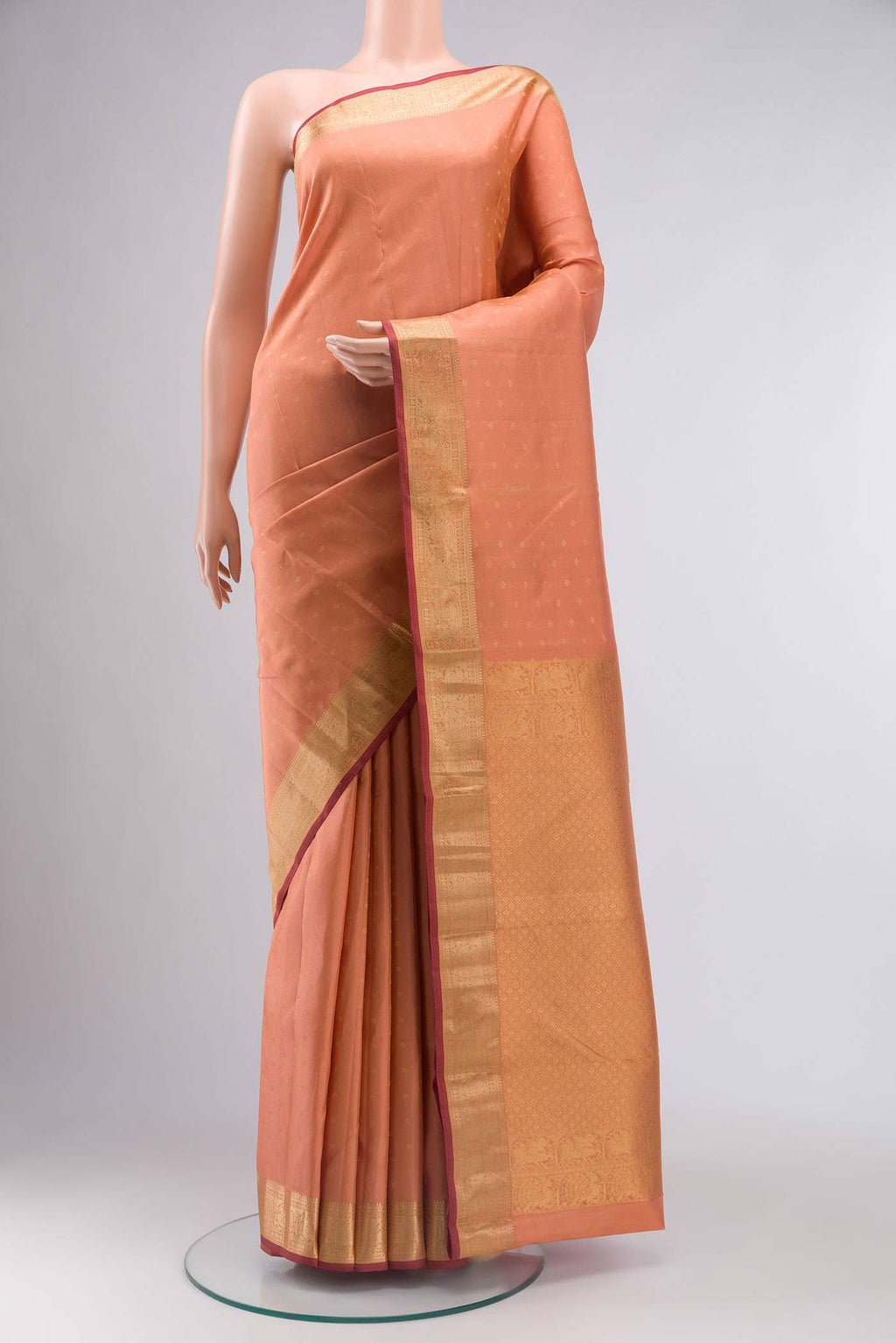 Peach Kanchipuram Silk Saree
