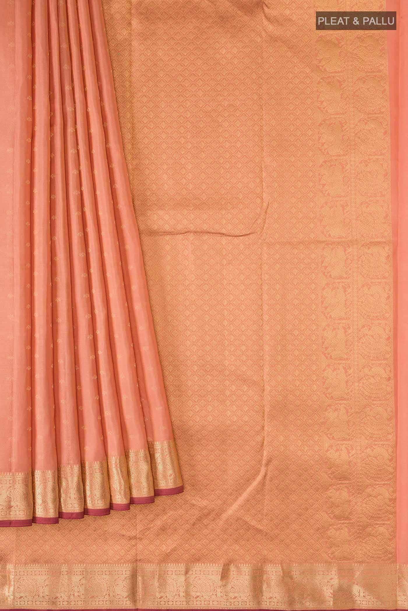 Peach Kanchipuram Silk Saree