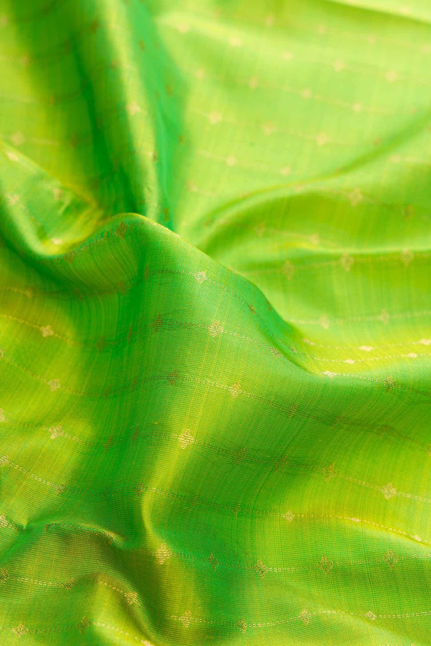 Parrot Green Dual Tone Kanchipuram Silk Saree
