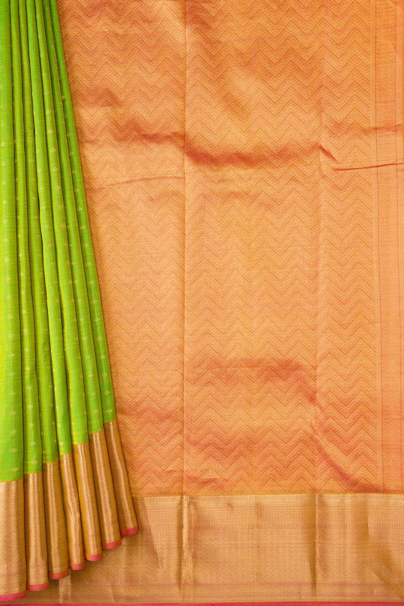 Parrot Green Dual Tone Kanchipuram Silk Saree