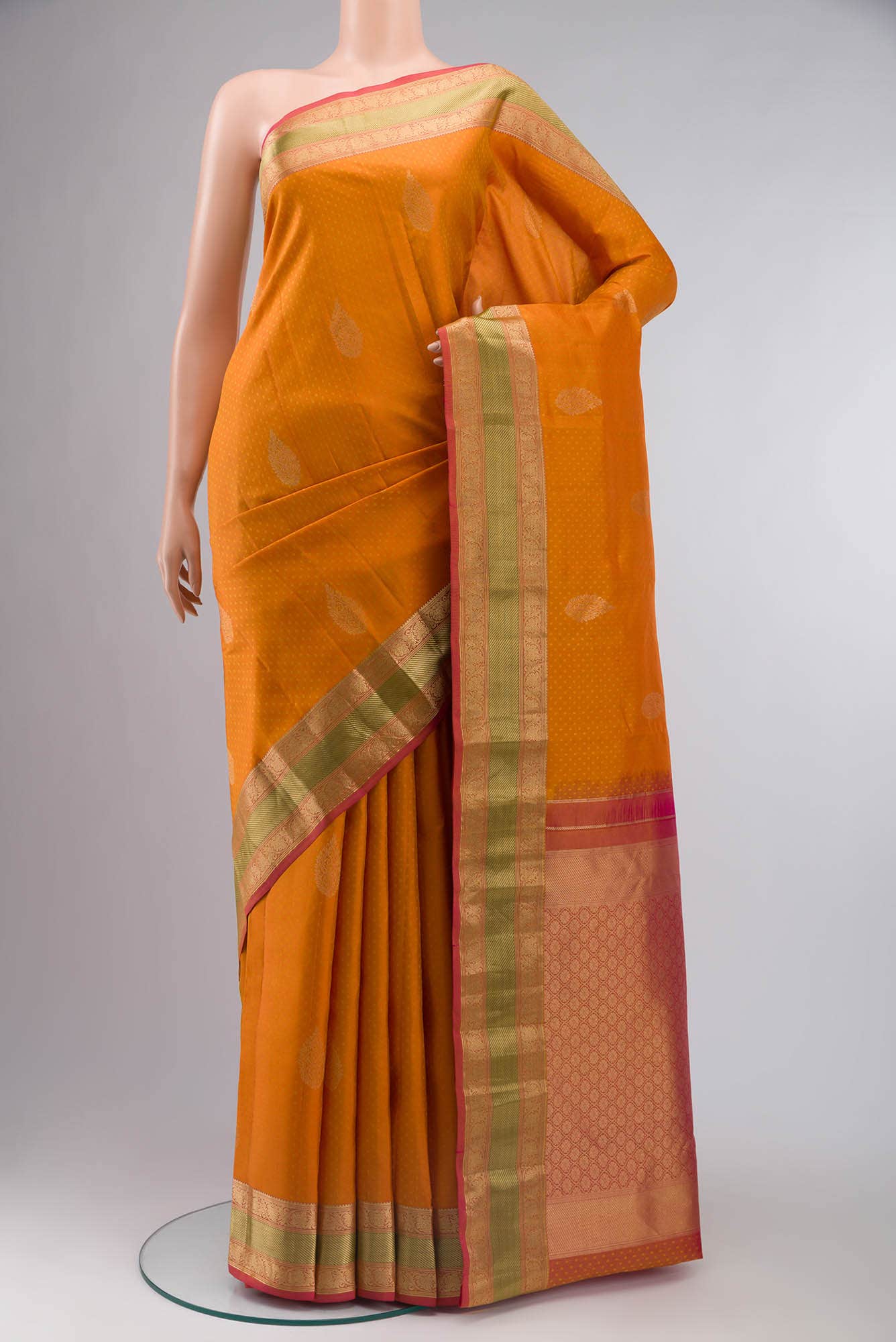 Orange Kanchipuram Silk Saree