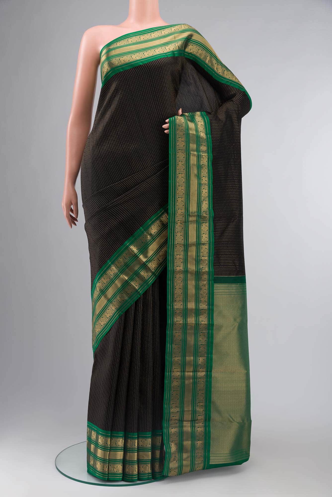 Black Kanchipuram Silk Saree