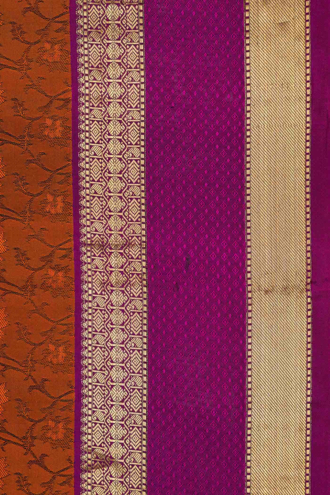 Brick Orange Dual Tone Kanchipuram Silk Saree