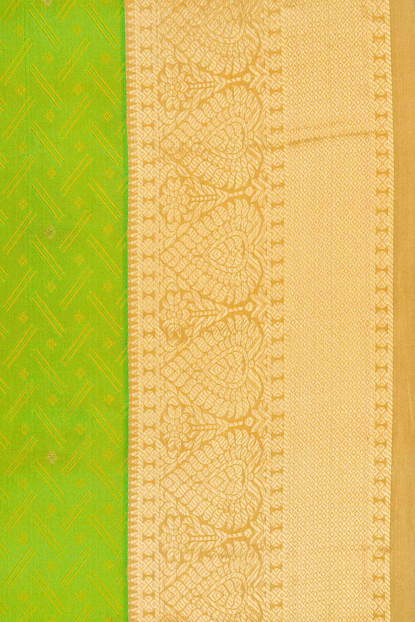 Parrot Green Dual Tone Kanchipuram Silk Saree
