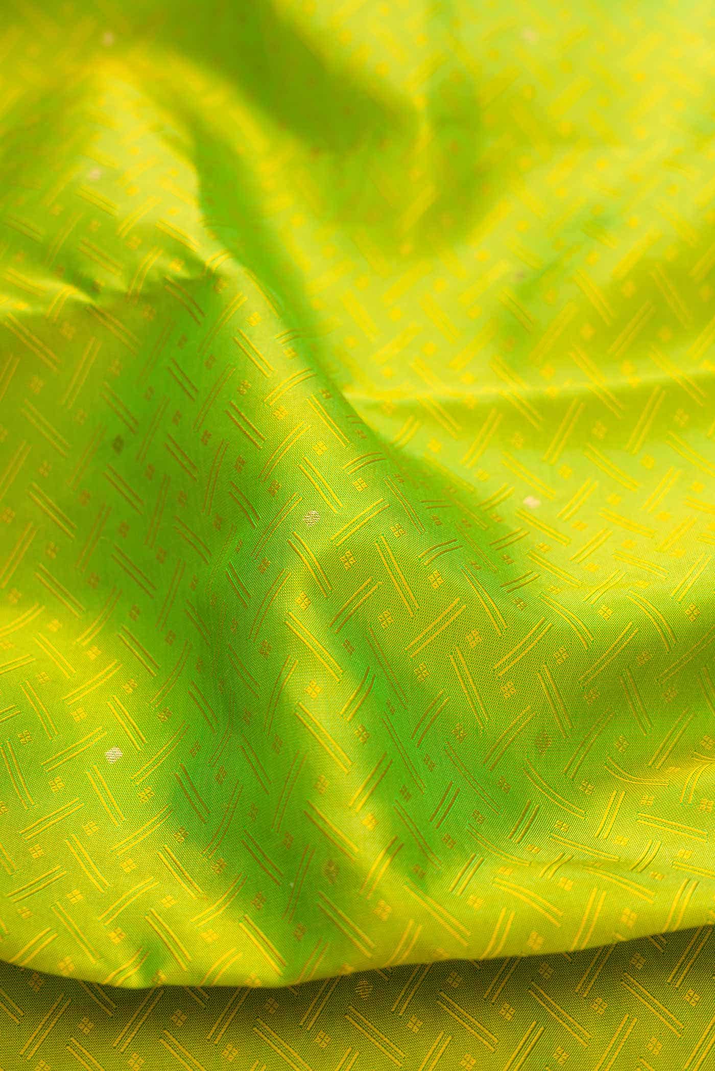Parrot Green Dual Tone Kanchipuram Silk Saree