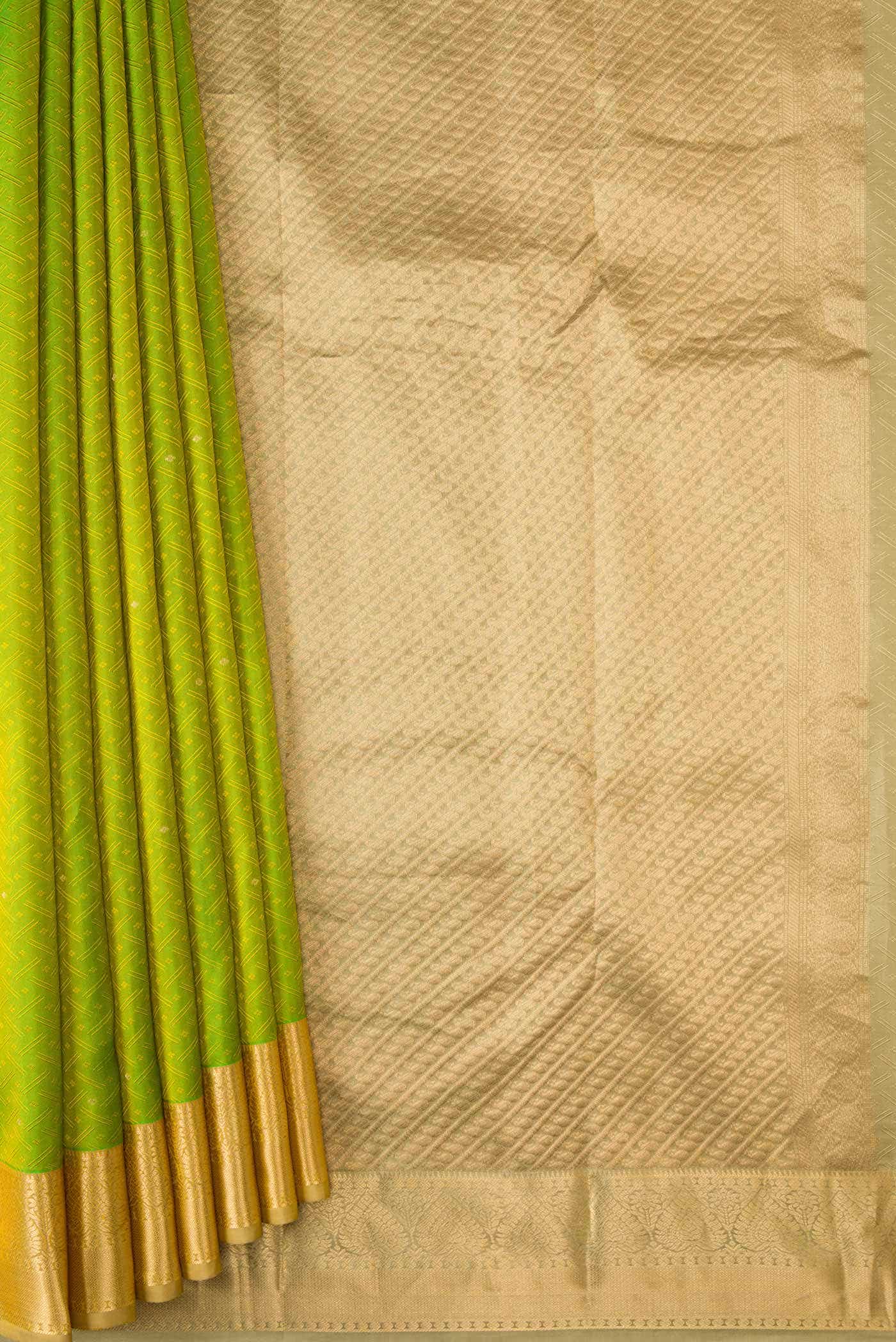 Parrot Green Dual Tone Kanchipuram Silk Saree