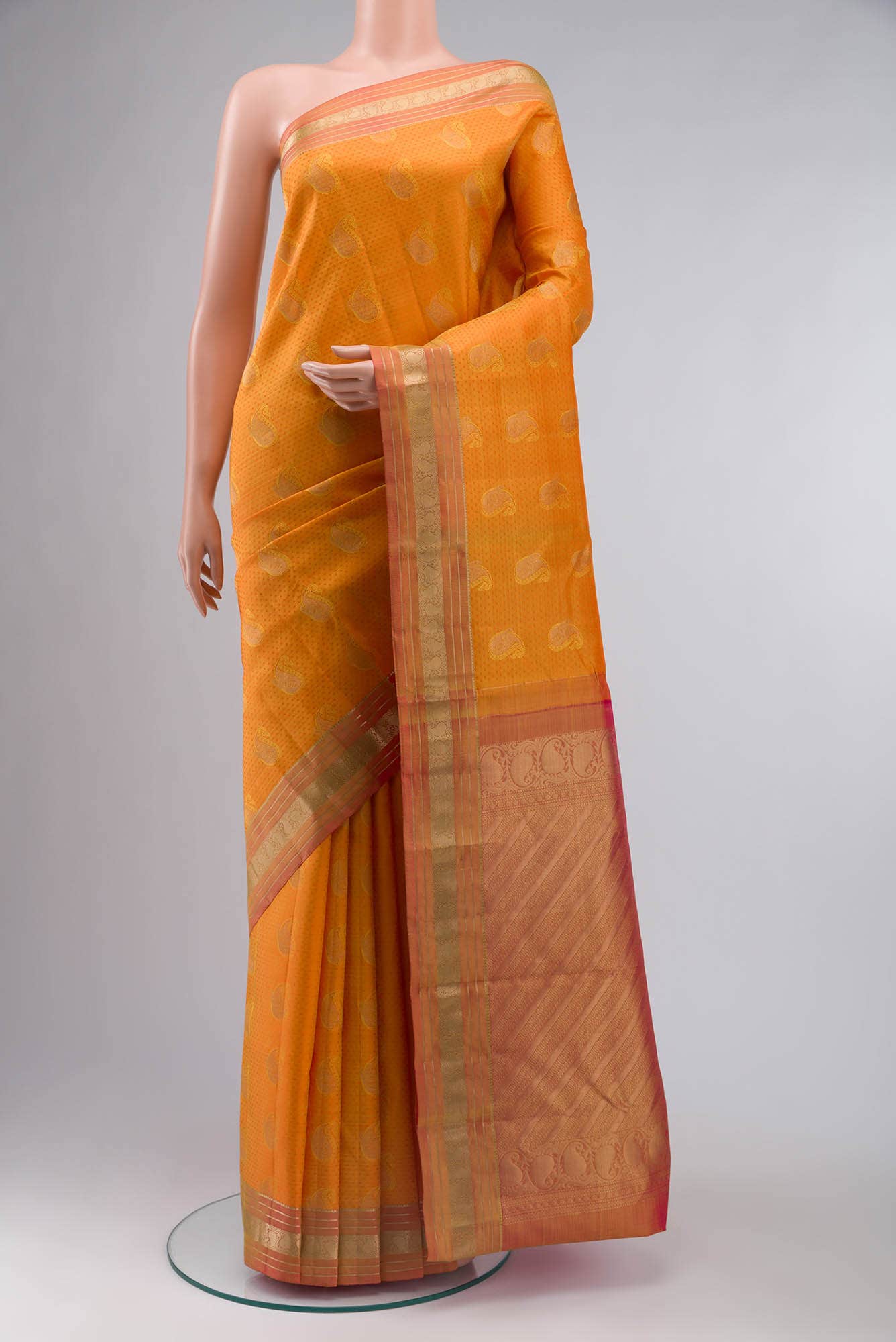 Orange Kanchipuram Silk Saree