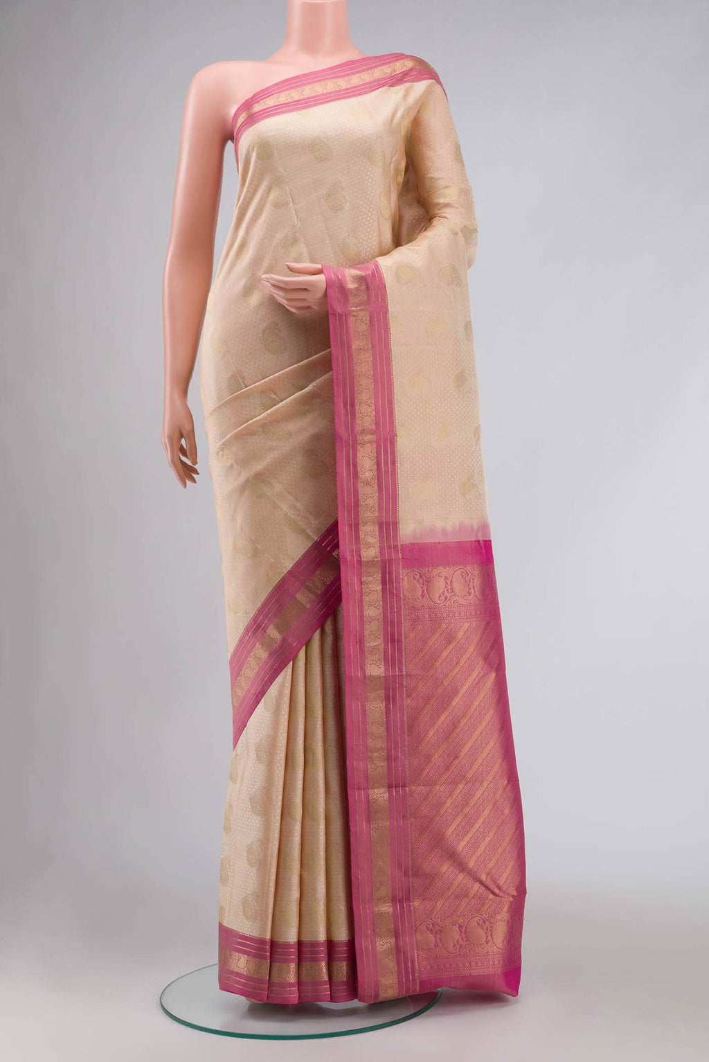 Beige Kanchipuram Silk Saree