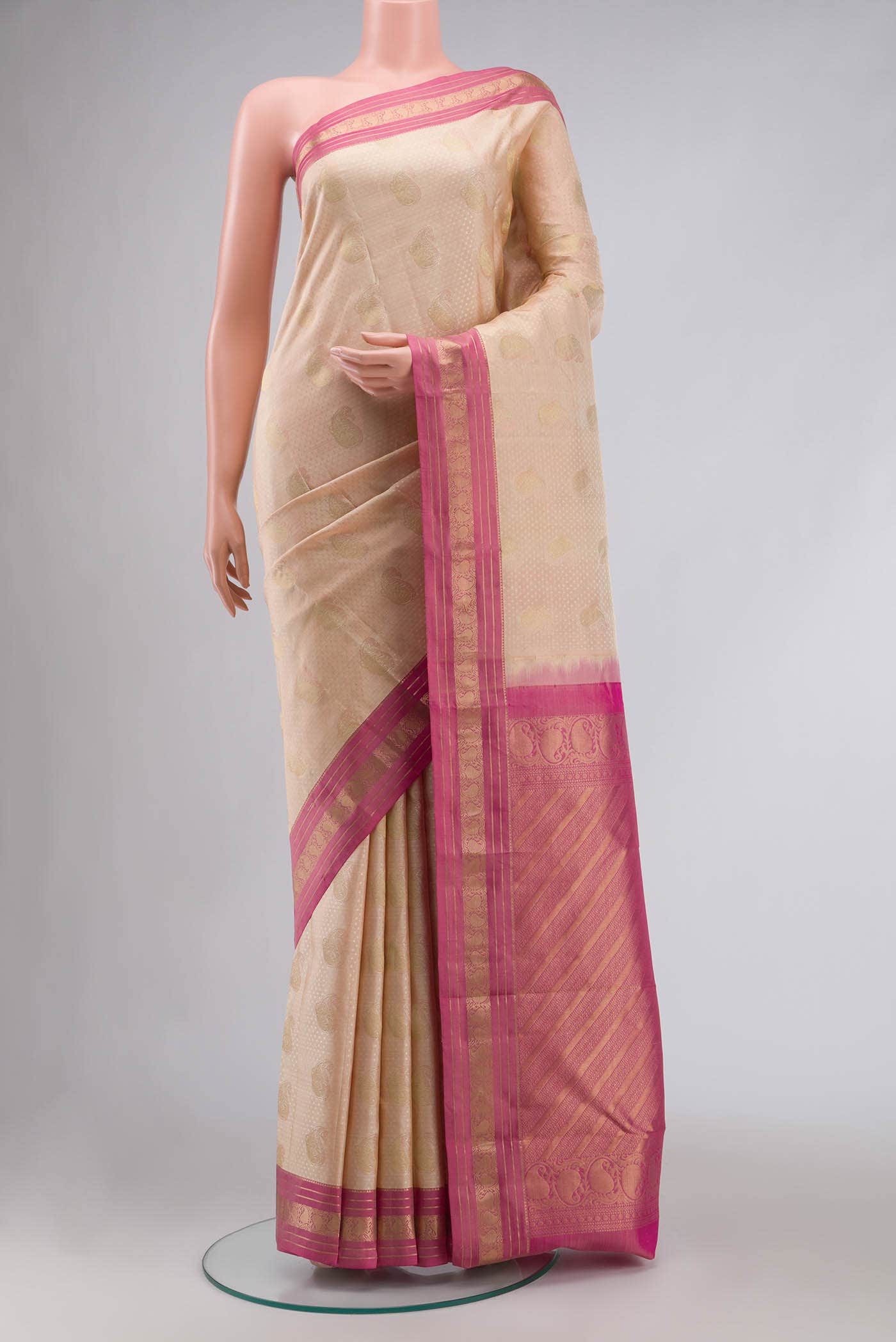 Beige Kanchipuram Silk Saree