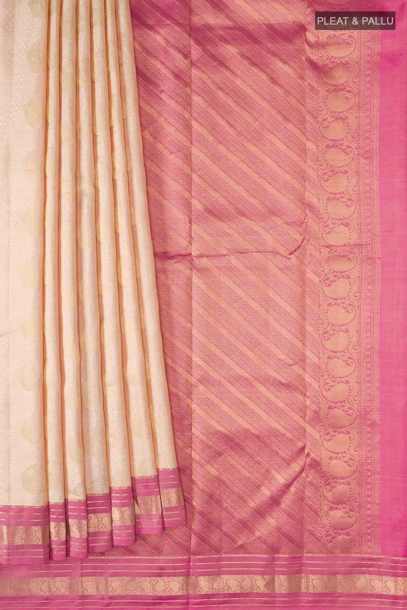 Beige Kanchipuram Silk Saree