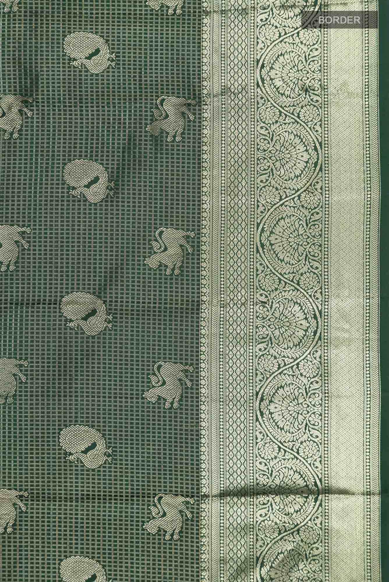 Bottle Green Kanchipuram Silk Saree