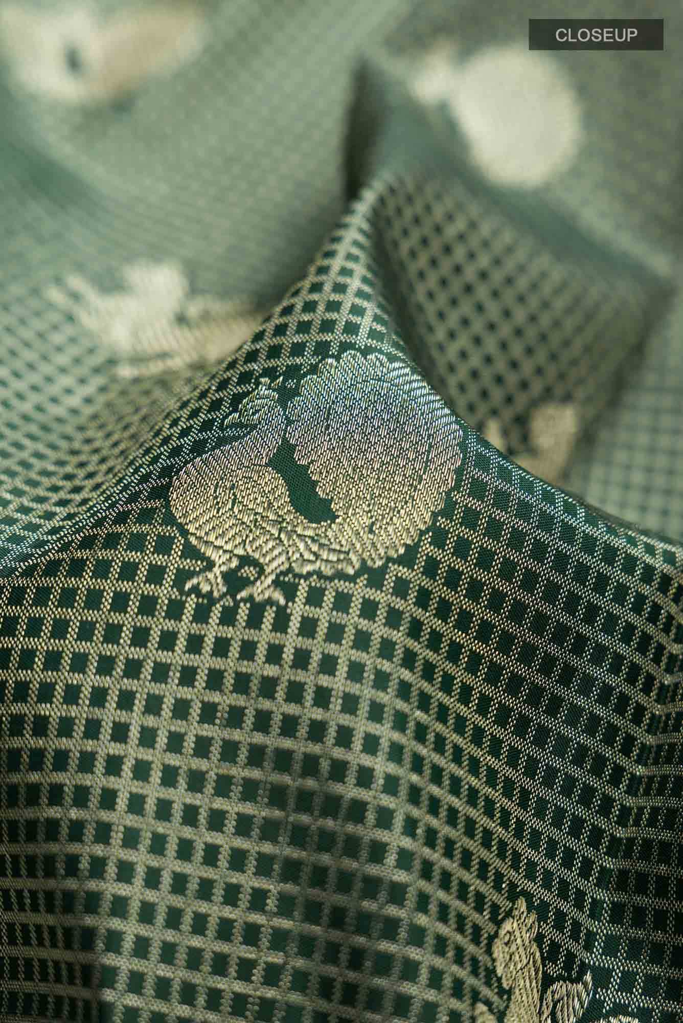 Bottle Green Kanchipuram Silk Saree