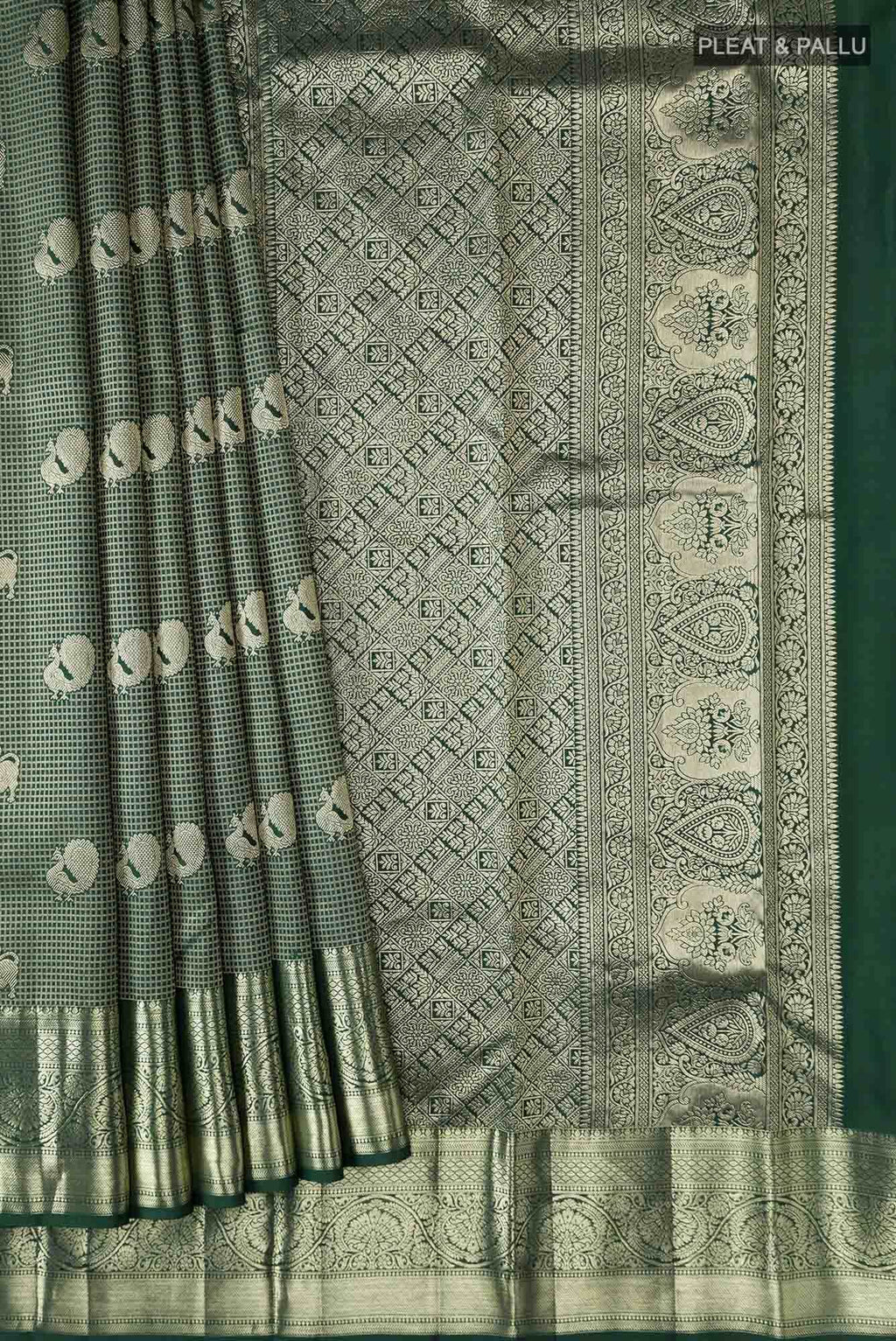 Bottle Green Kanchipuram Silk Saree
