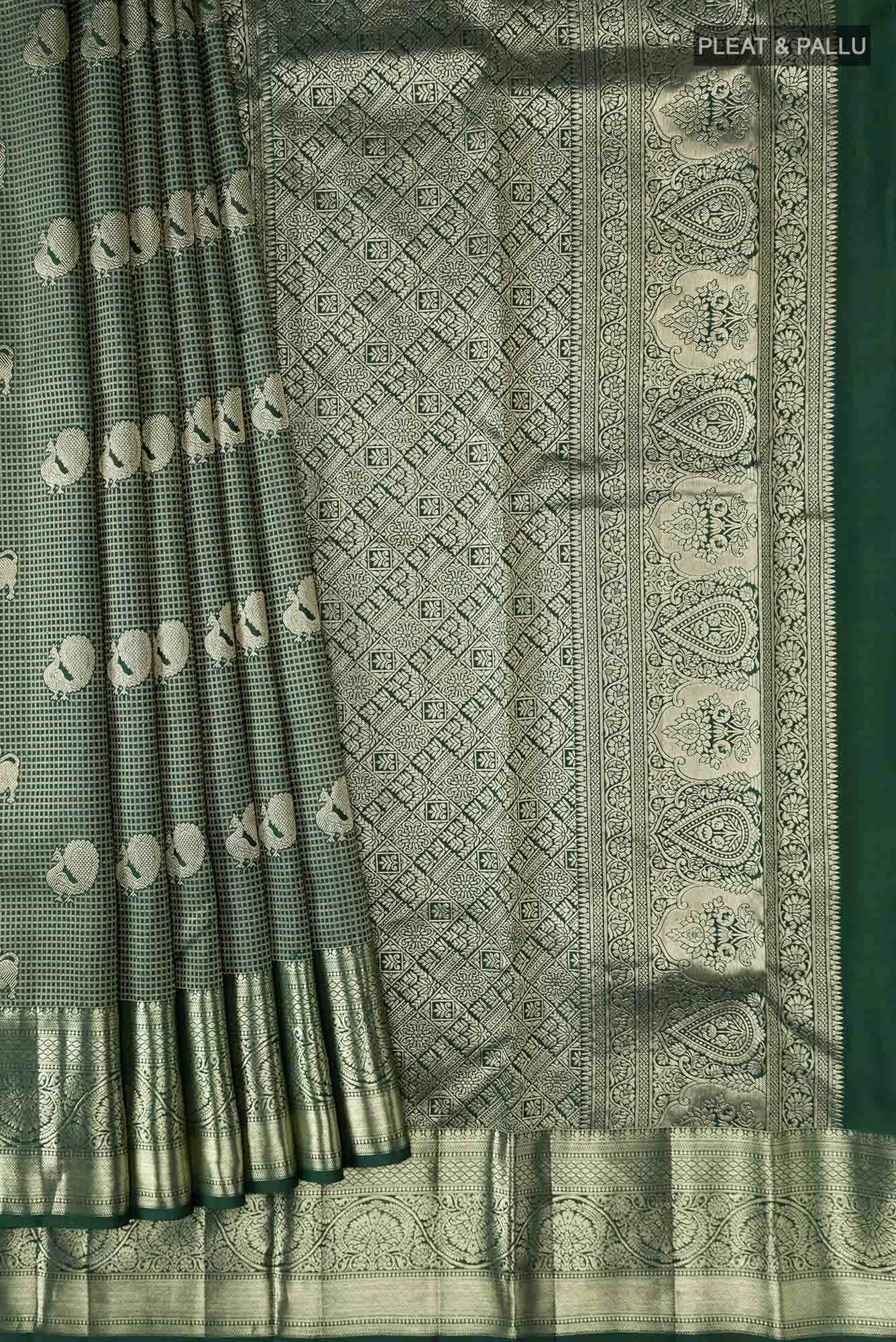 Bottle Green Kanchipuram Silk Saree