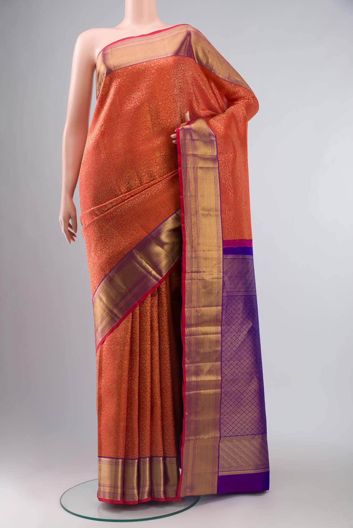 Orange Kanchipuram Silk Saree