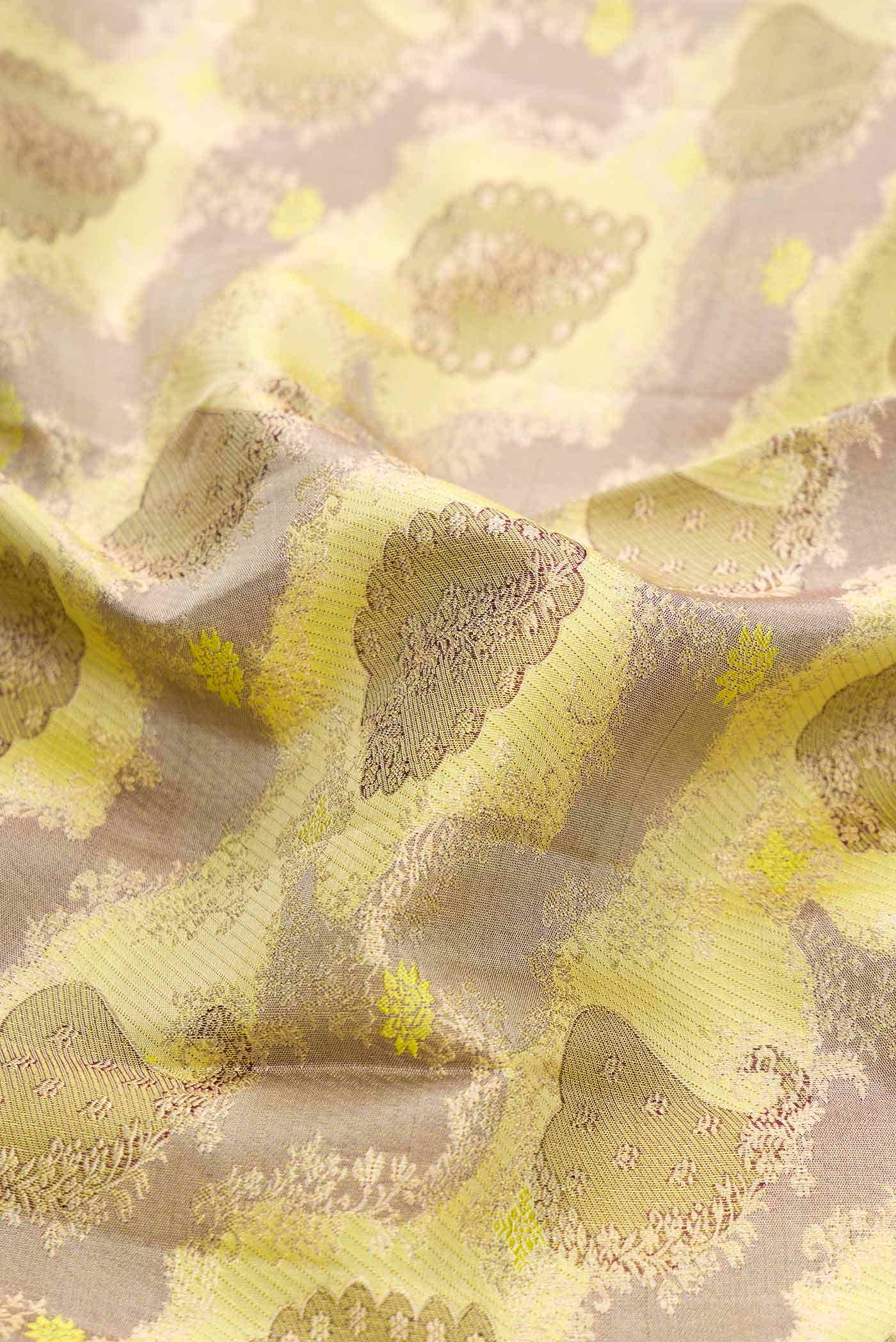 Lemon Yellow Dual Tone Kanchipuram Silk Saree