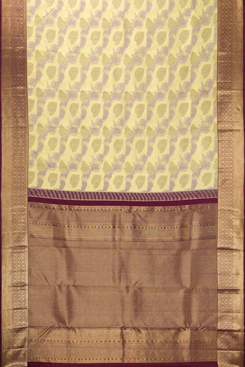 Lemon Yellow Dual Tone Kanchipuram Silk Saree