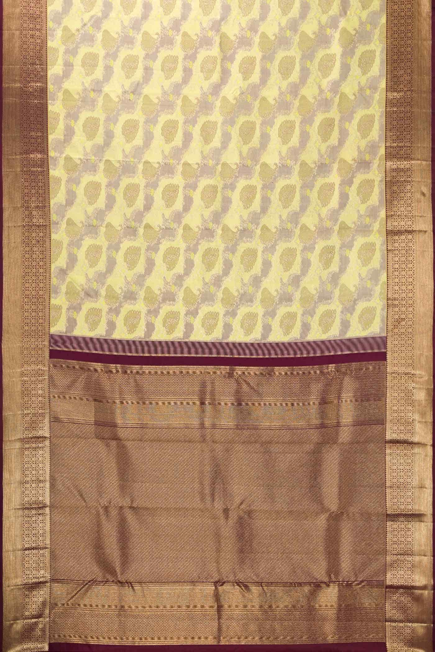 Lemon Yellow Dual Tone Kanchipuram Silk Saree