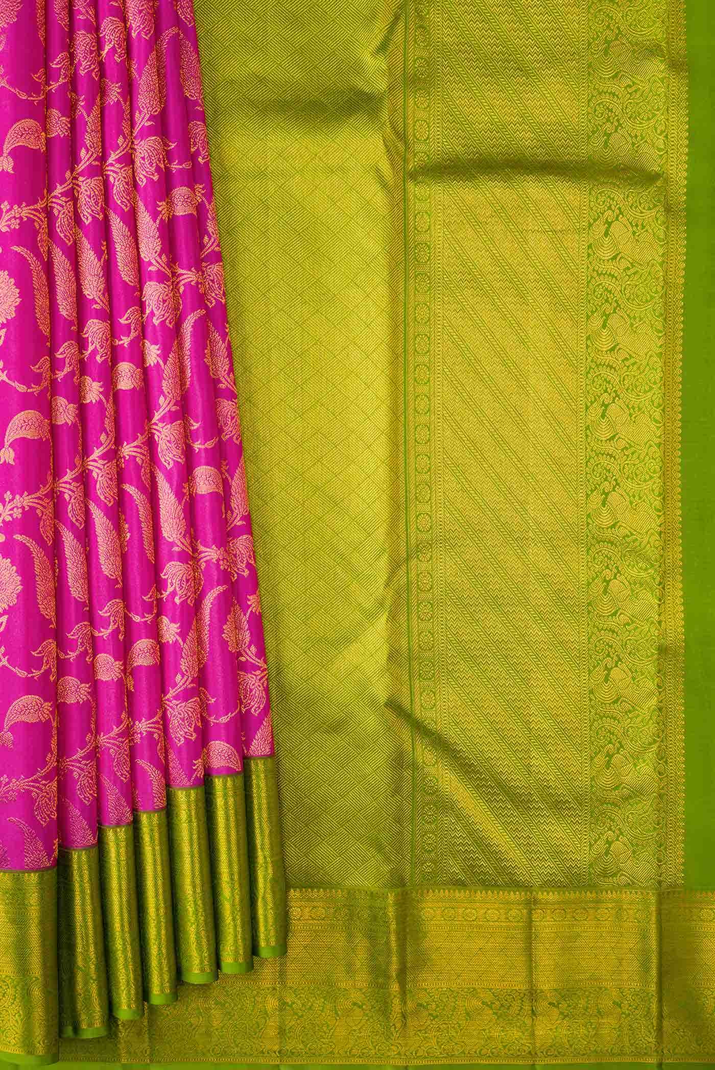 Pink Dual Tone Kanchipuram Silk Saree
