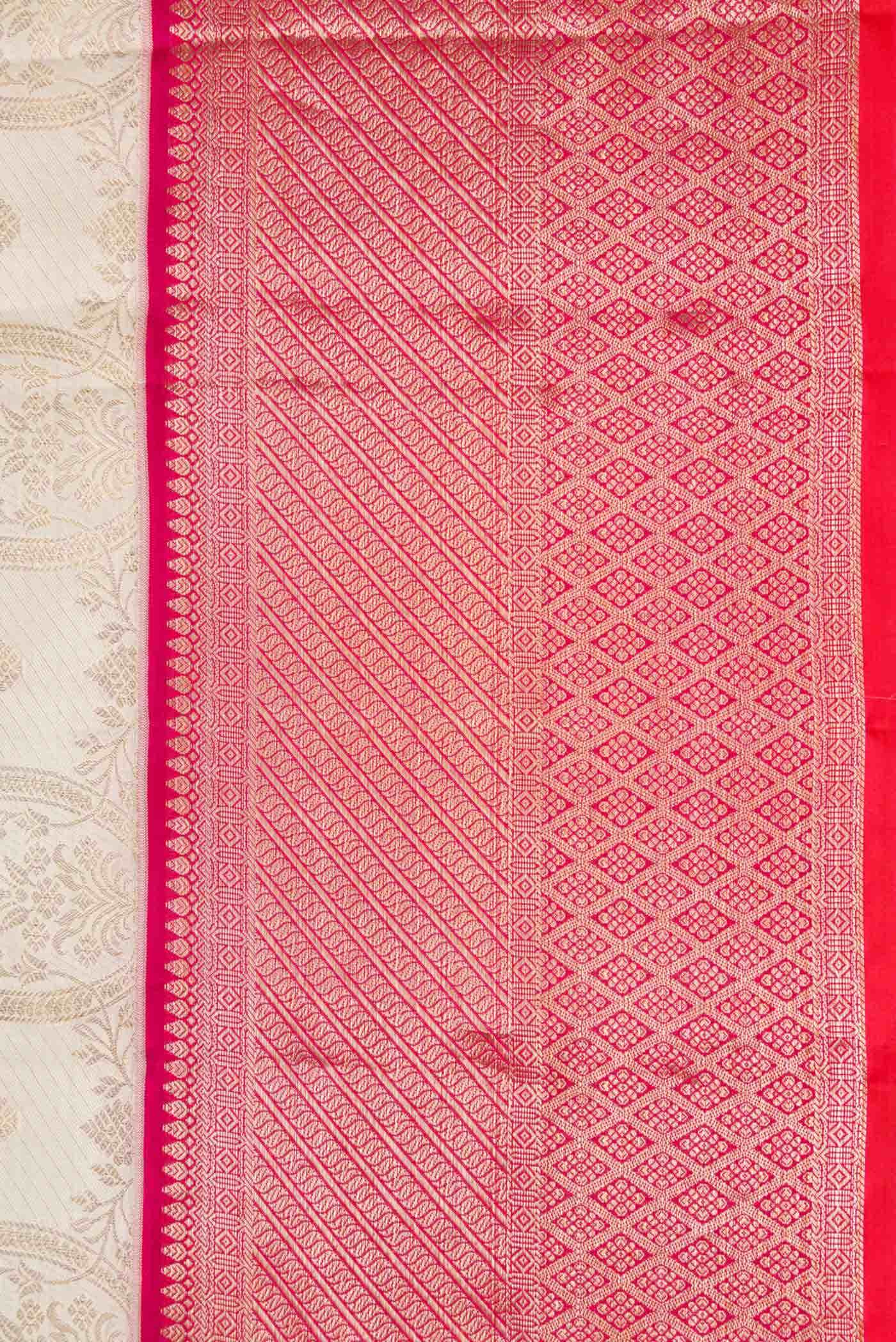 Off White Kanchipuram Silk Saree