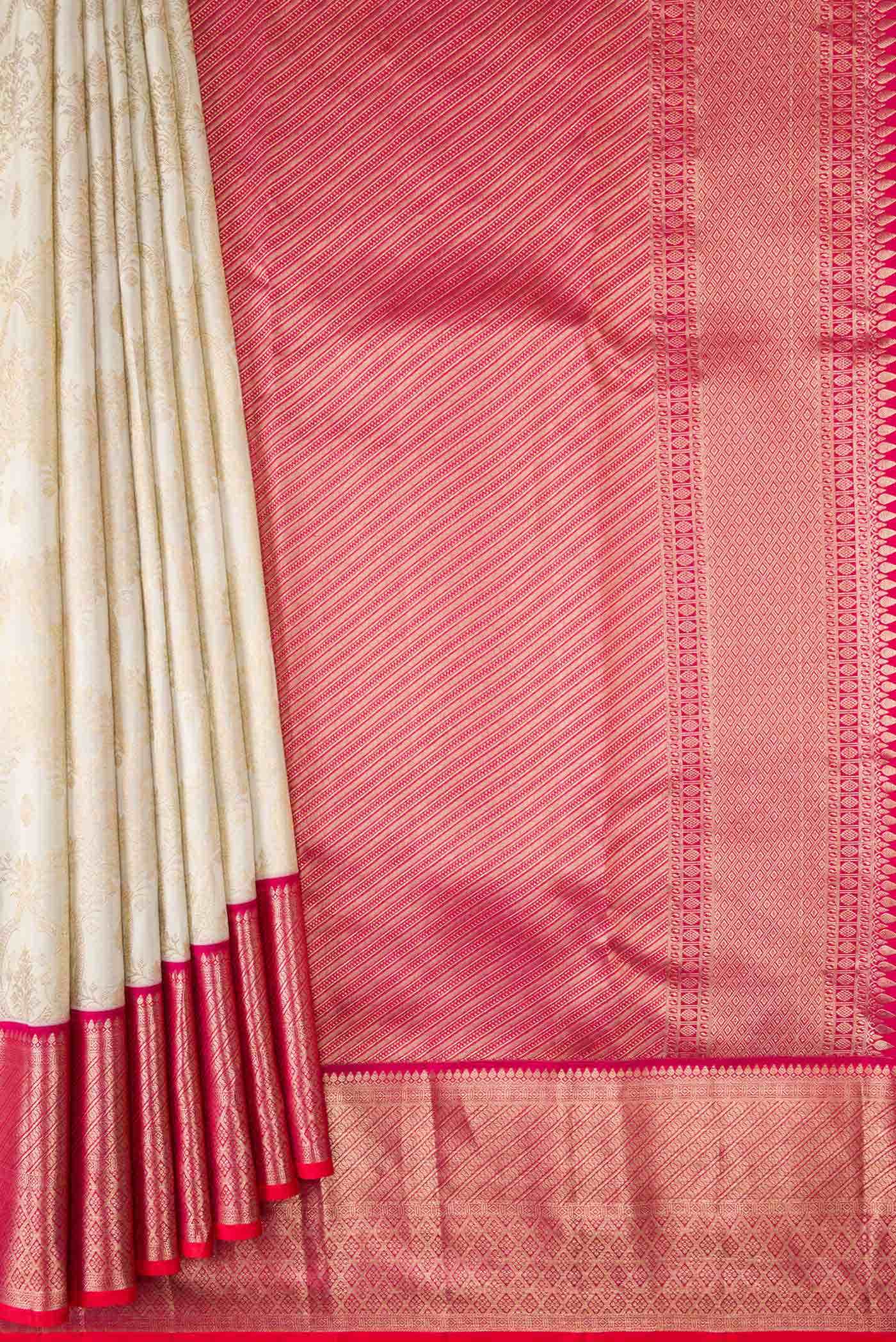 Off White Kanchipuram Silk Saree