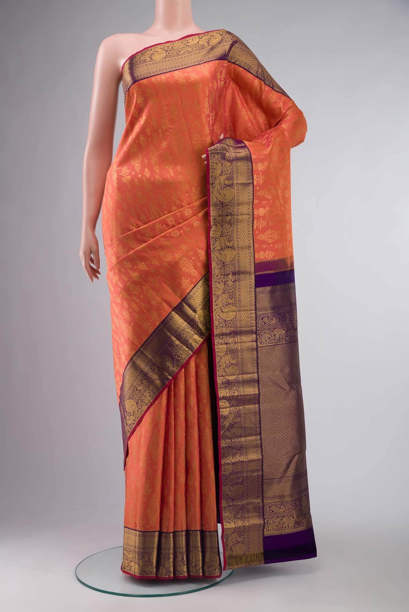 Orange Kanchipuram Silk Saree