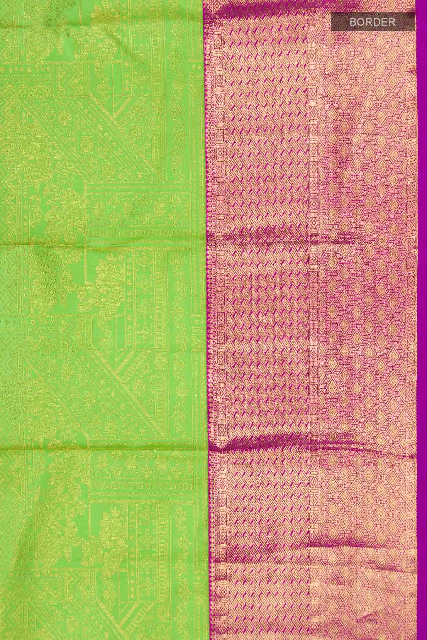 Parrot Green Kanchipuram Silk Saree