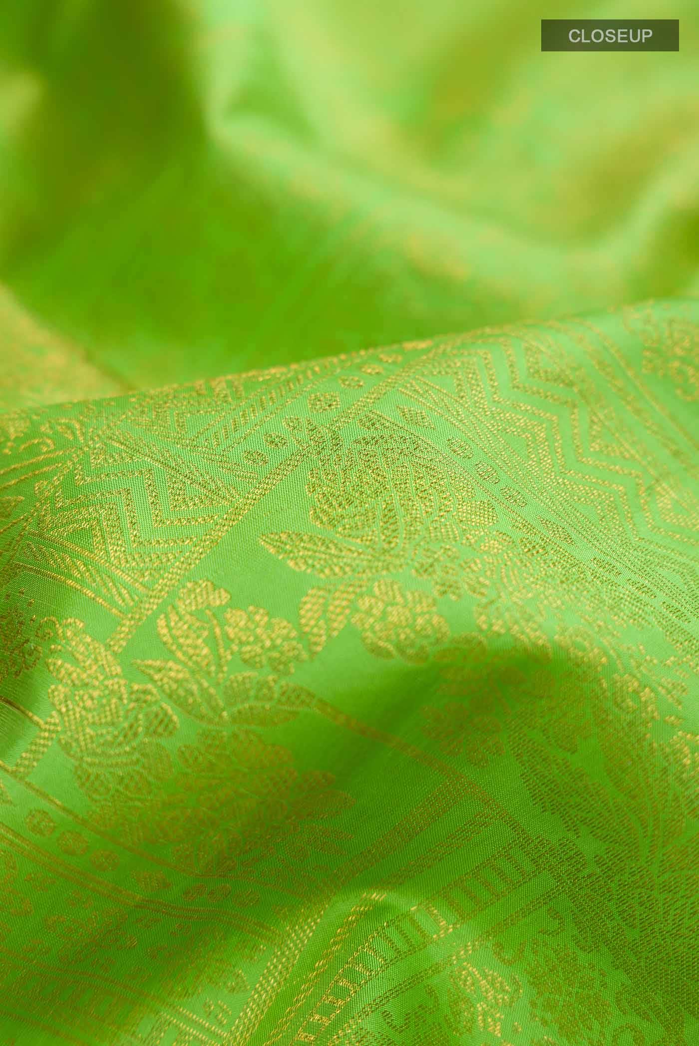 Parrot Green Kanchipuram Silk Saree