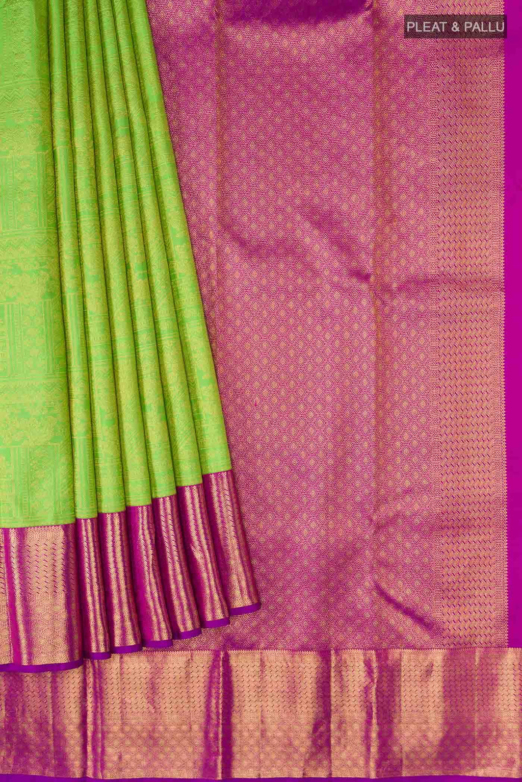 Parrot Green Kanchipuram Silk Saree