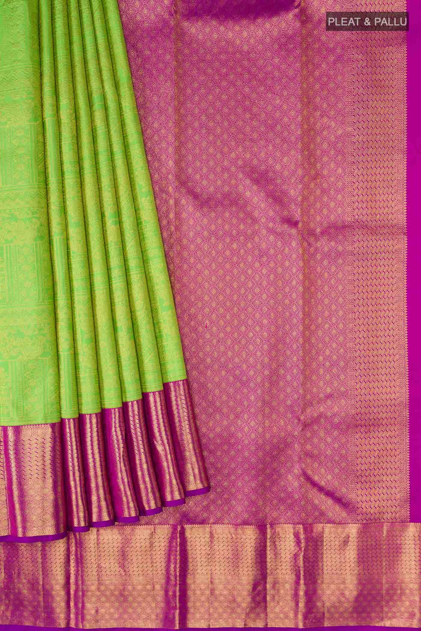 Parrot Green Kanchipuram Silk Saree