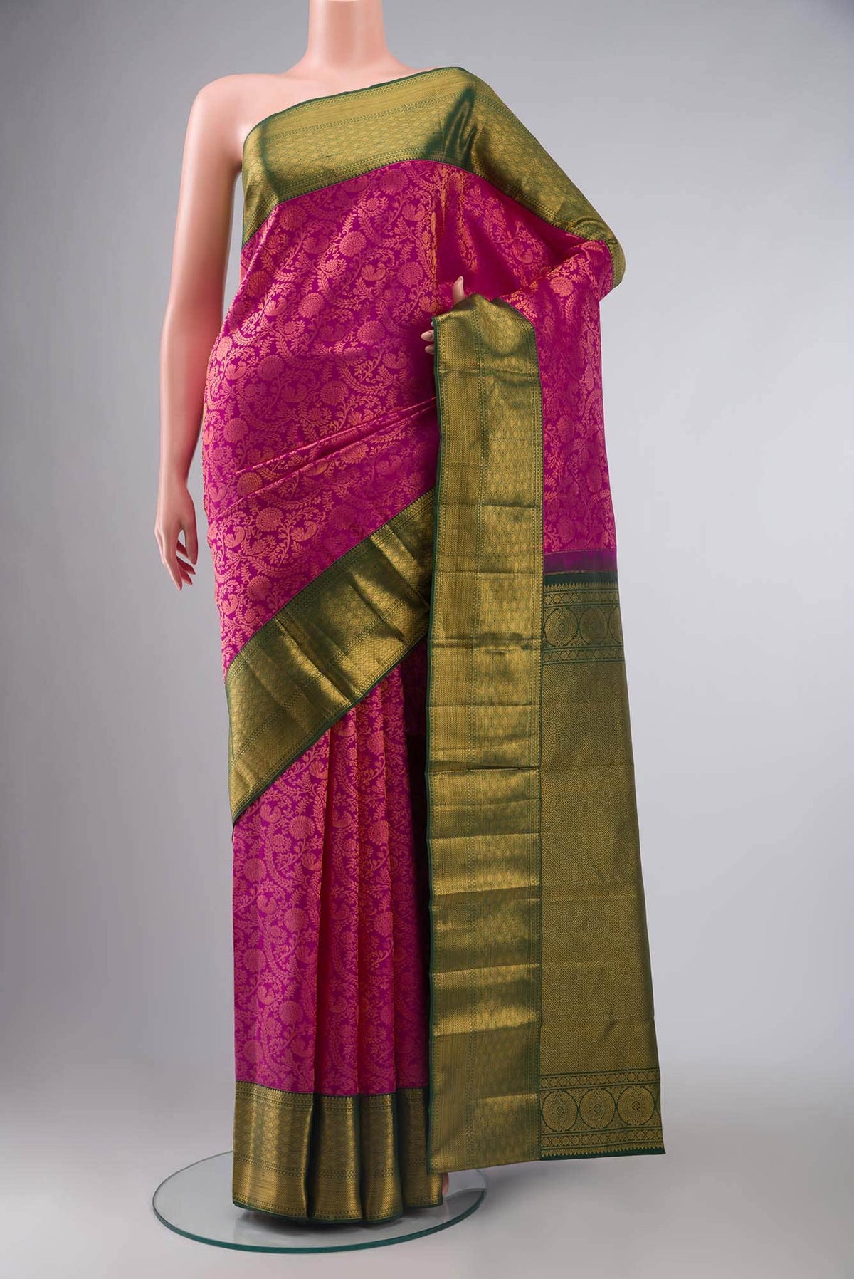 Rani Pink Kanjivaram Silk Saree