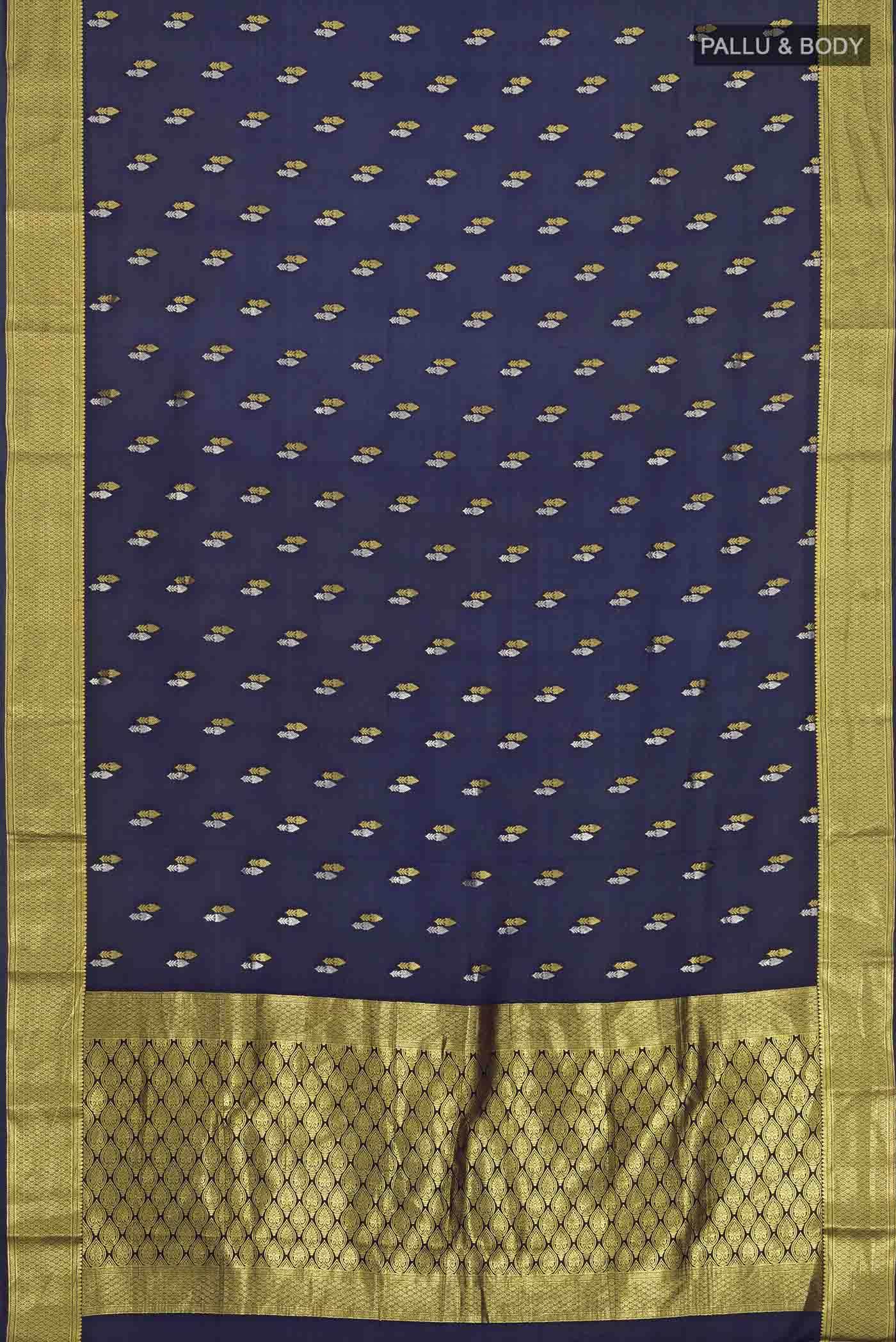 Navy Blue Mysore Crepe Saree