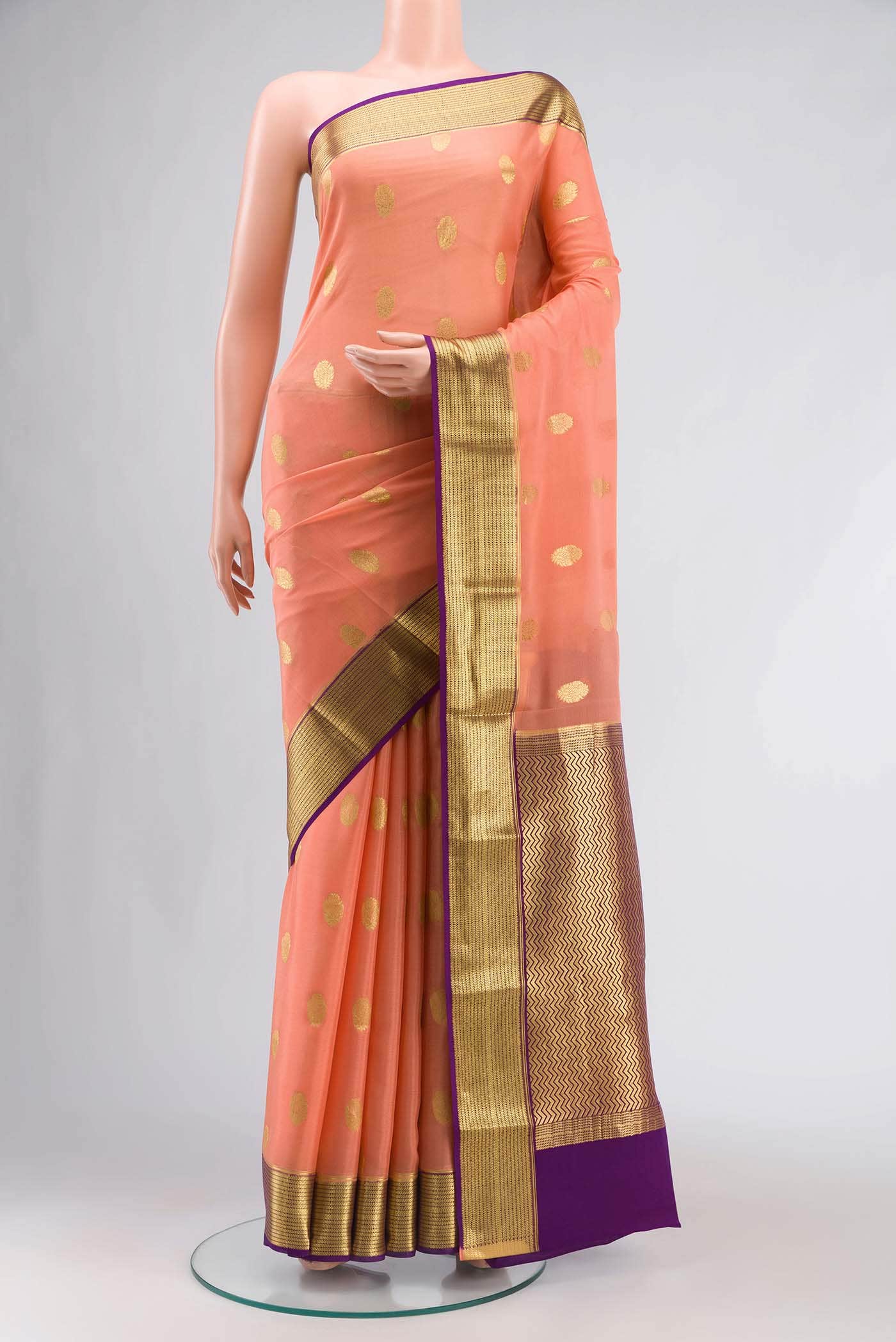 Orange Mysore Crepe Saree