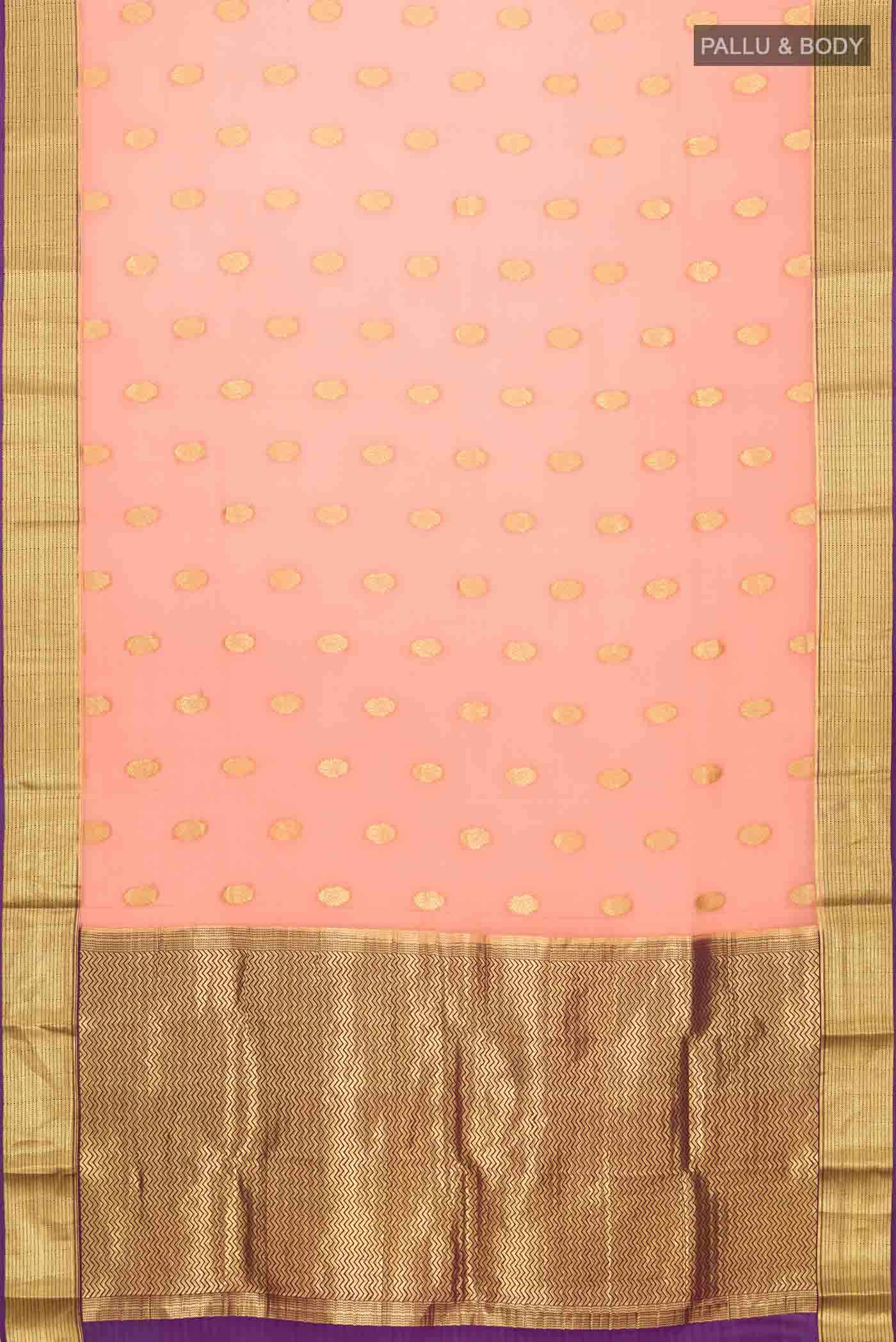 Orange Mysore Crepe Saree