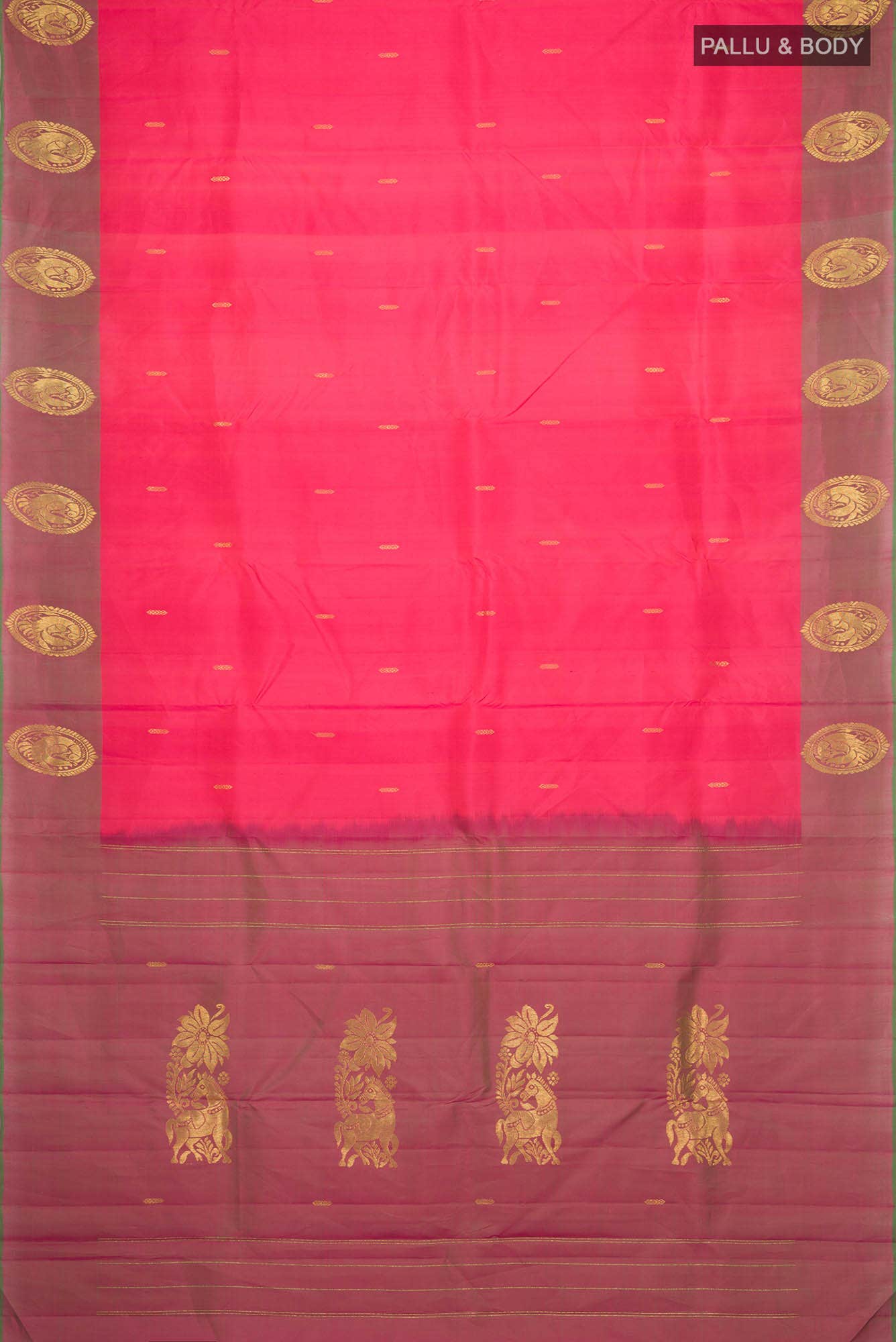 Pink with Orange Dual Tone Kanchipuram Silk Saree