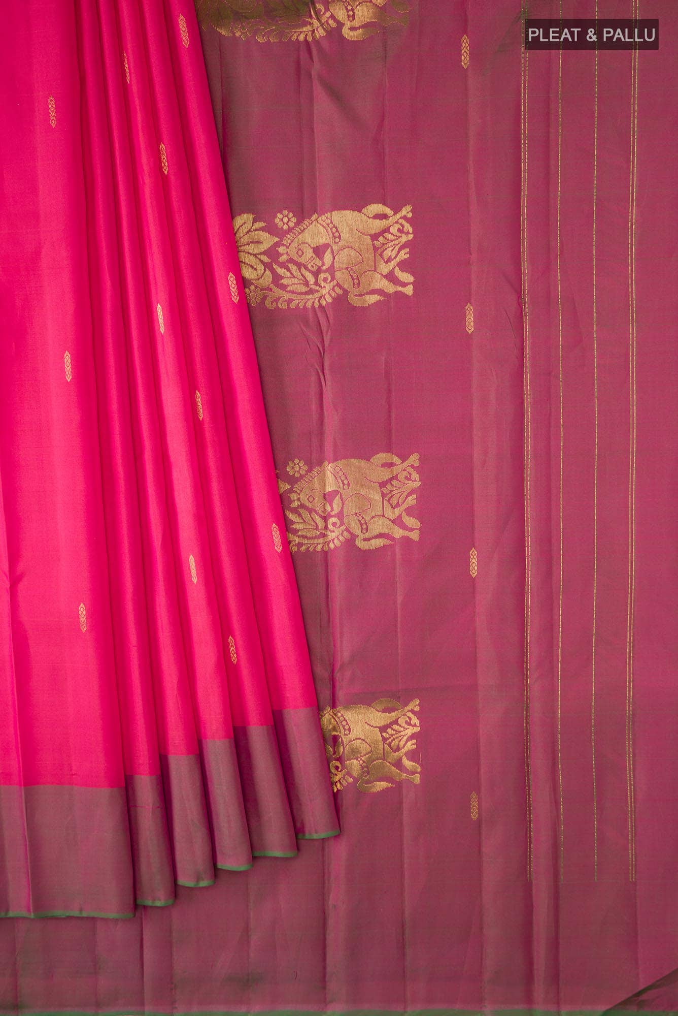 Pink with Orange Dual Tone Kanchipuram Silk Saree