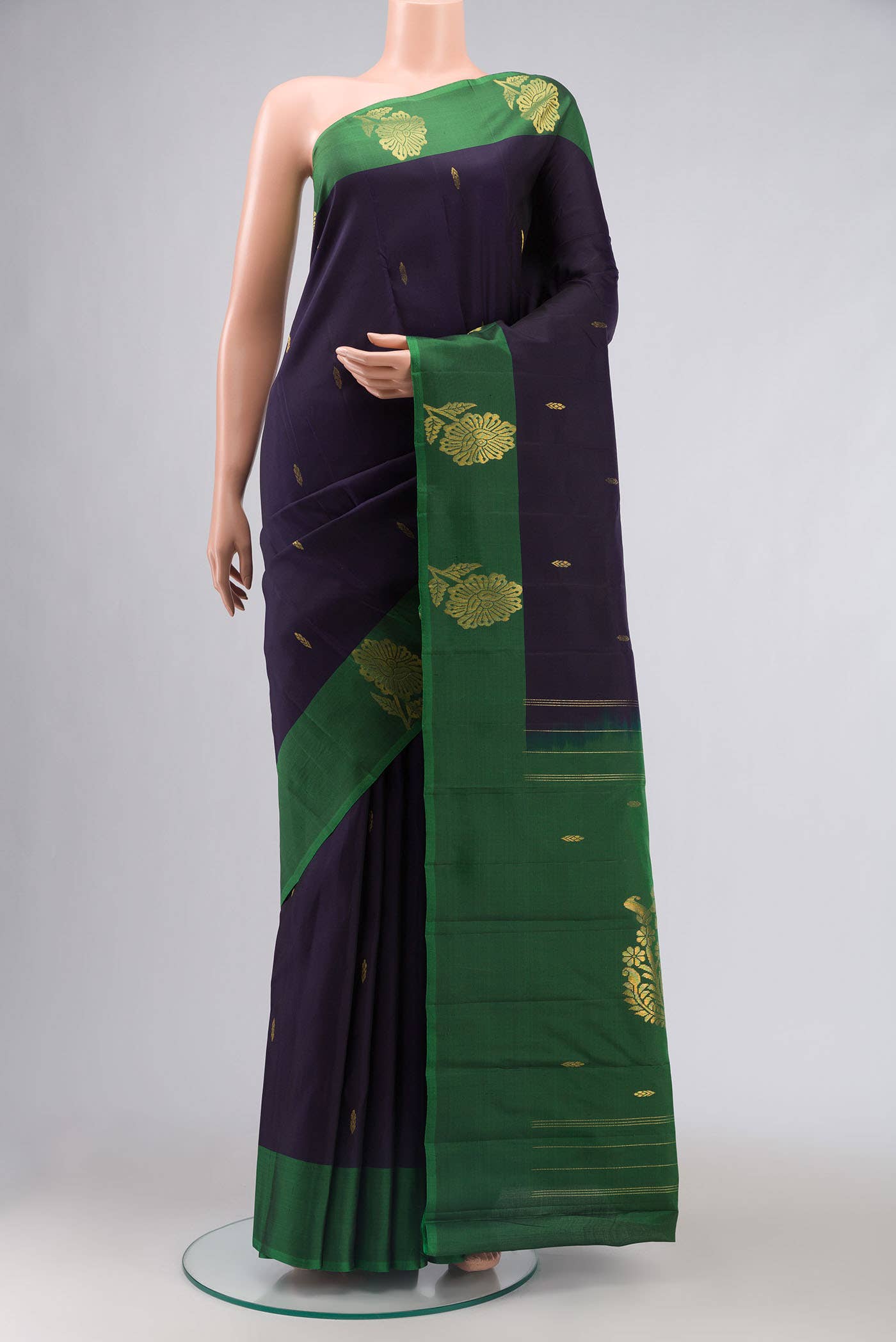 Navy Blue Kanchipuram Silk Saree